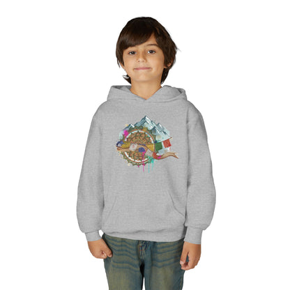 Youth Hoodie — Colorful Mountain Adventure Graphic