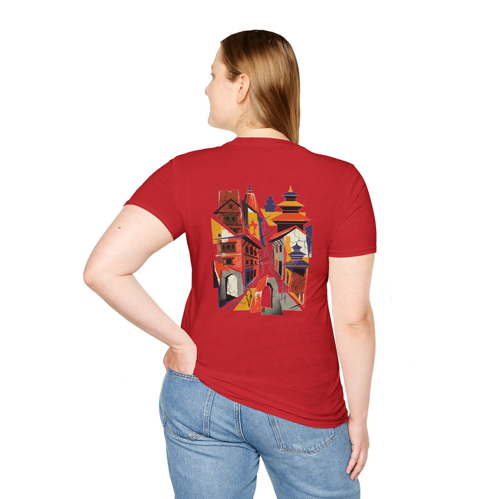 Nepal Street Scene T-Shirt — Colorful Kathmandu Illustration Tee