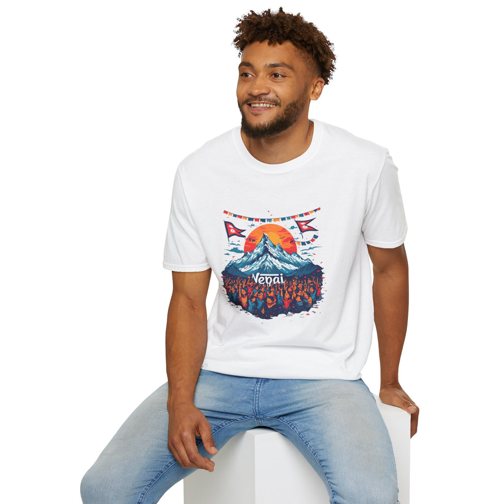 Nepal Mountain Sunrise T-Shirt — Retro Trekking Graphic Tee