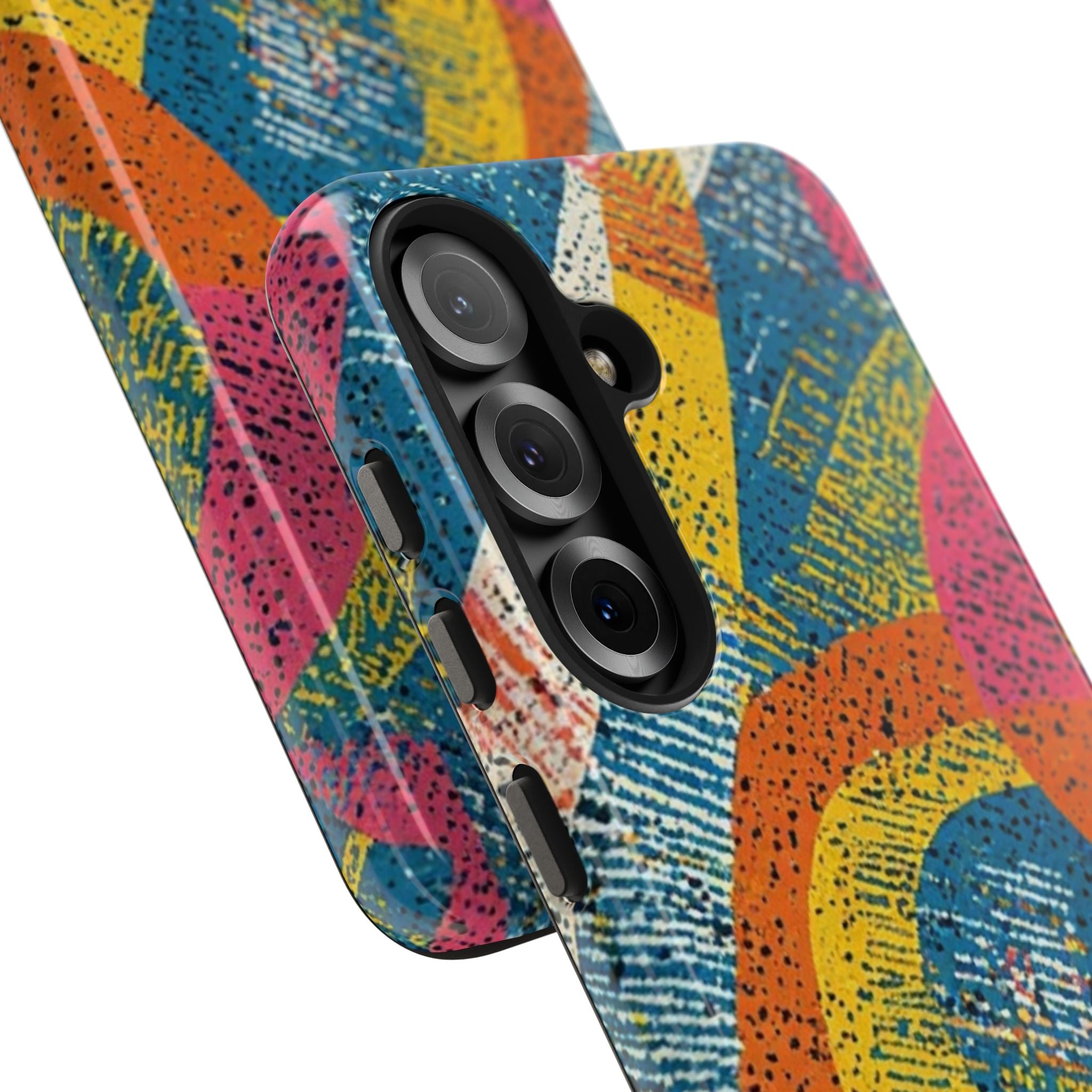 Bold Retro Abstract Tough Phone Case — Colorful Geometric Protective Cover