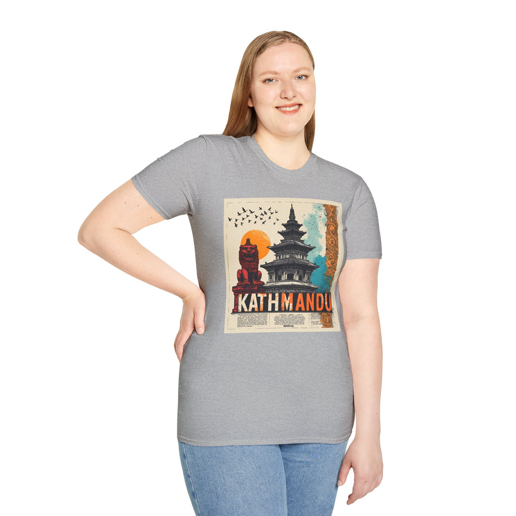 Kathmandu Vintage Travel T-Shirt – Retro Nepal Skyline Graphic Tee, Cultural Tourism Design