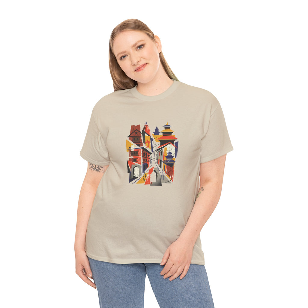 Cityscape Abstract Tee — Colorful Urban Architecture Graphic T‑Shirt