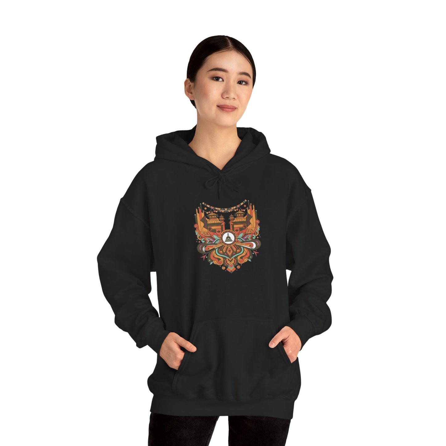 Spiritual Mandala Buddha Hoodie — Colorful Meditation Graphic Sweatshirt