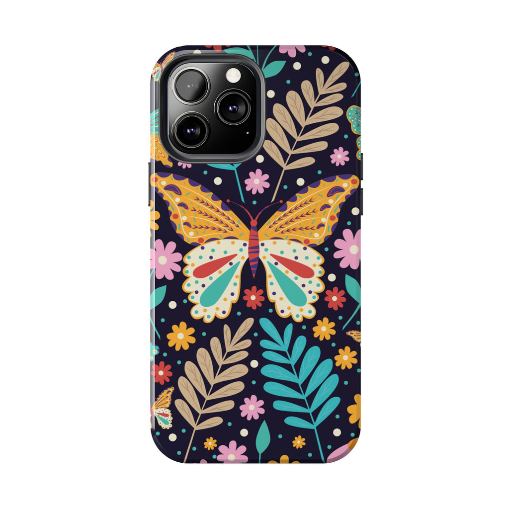 Floral Butterfly Tough Phone Case — Colorful Garden Protective Cover