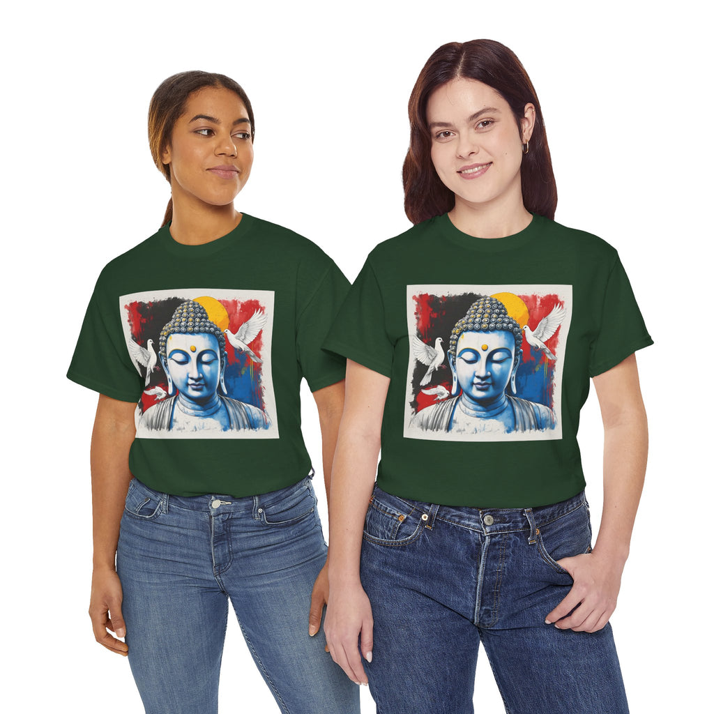 Buddha Peace Tee — Colorful Buddha & Doves Graphic T-Shirt