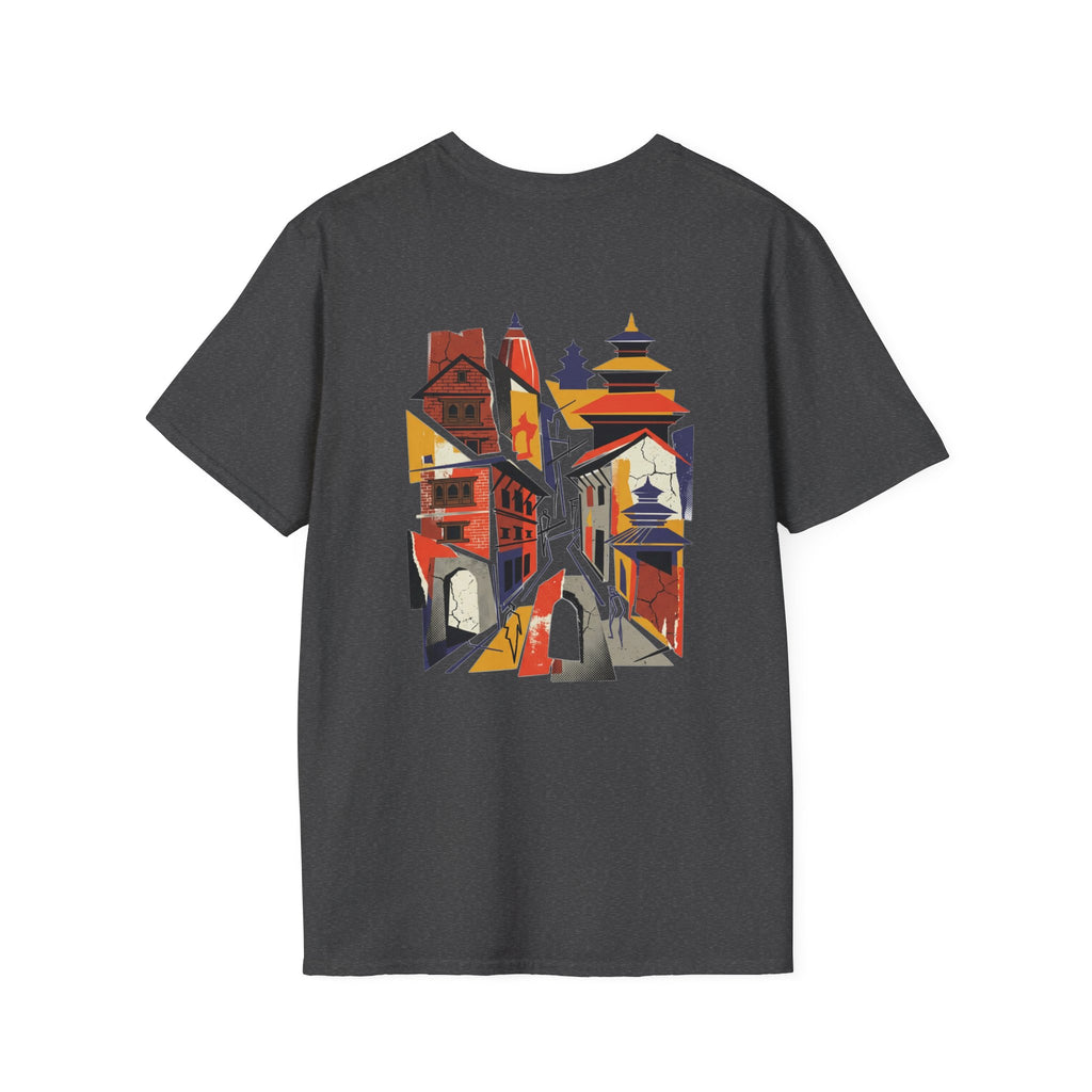 Nepal Street Scene T-Shirt — Colorful Kathmandu Illustration Tee