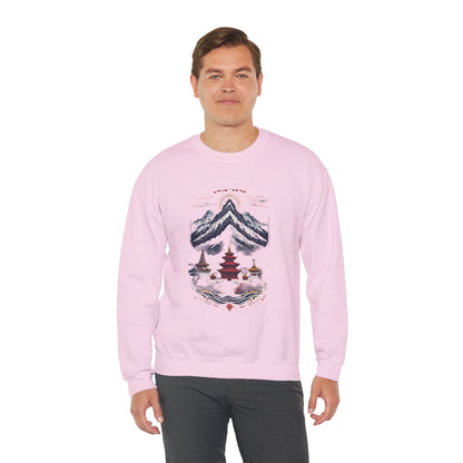 Japanese Mountain Pagoda Crewneck Sweatshirt