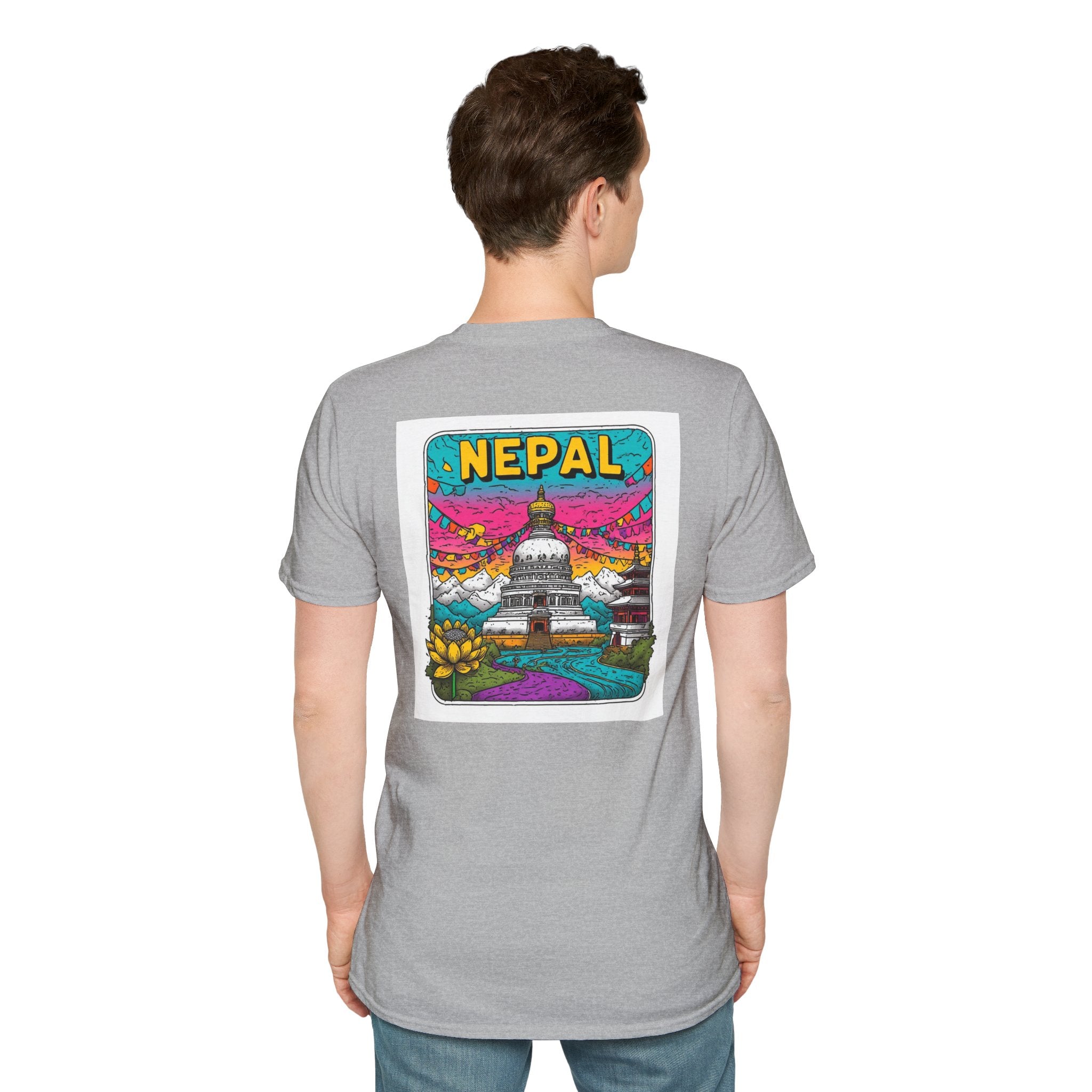 Nepal Graphic T-Shirt — Colorful Stupa Travel Tee