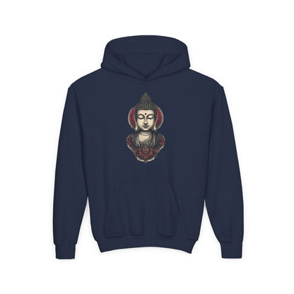Buddha Head Youth Hoodie — Vintage Lotus Meditation Sweatshirt