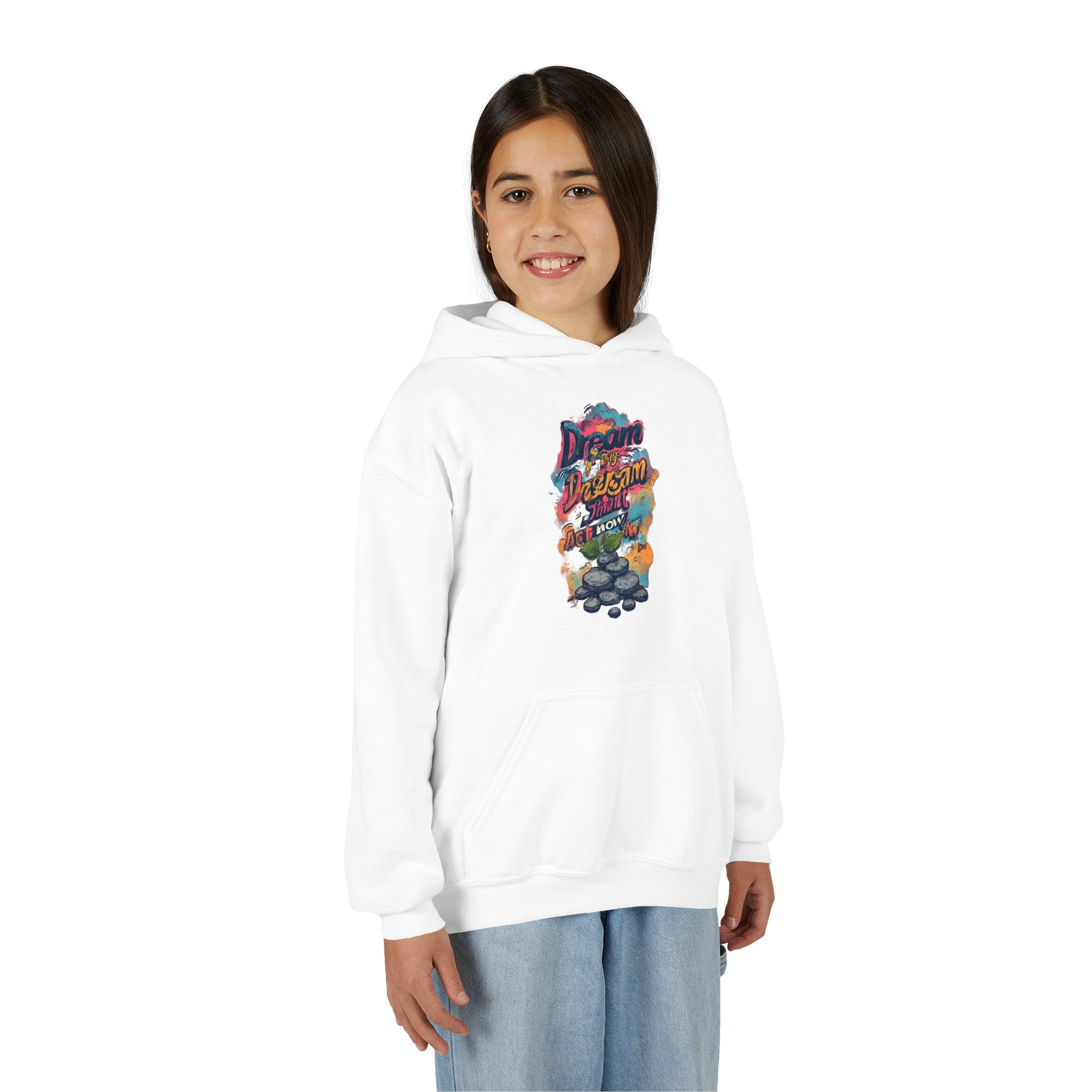 Dream Chasin' Youth Hoodie — Colorful Motivational Graphic Hoodie