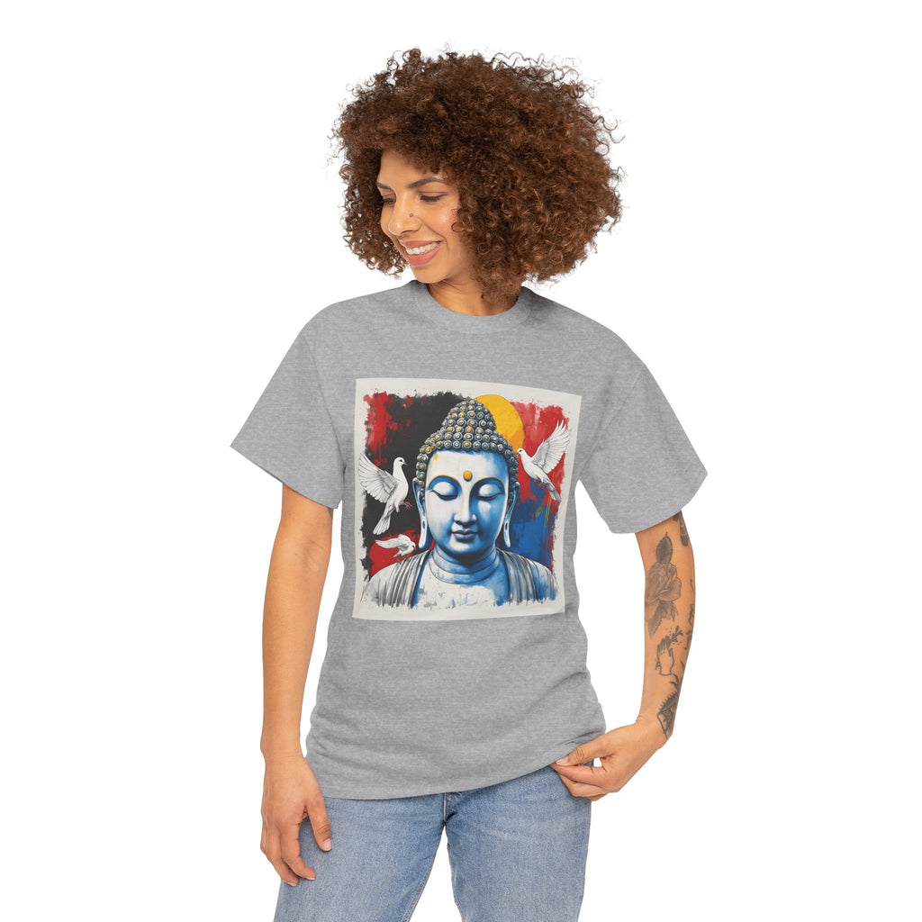 Buddha Peace Tee — Colorful Buddha & Doves Graphic T-Shirt