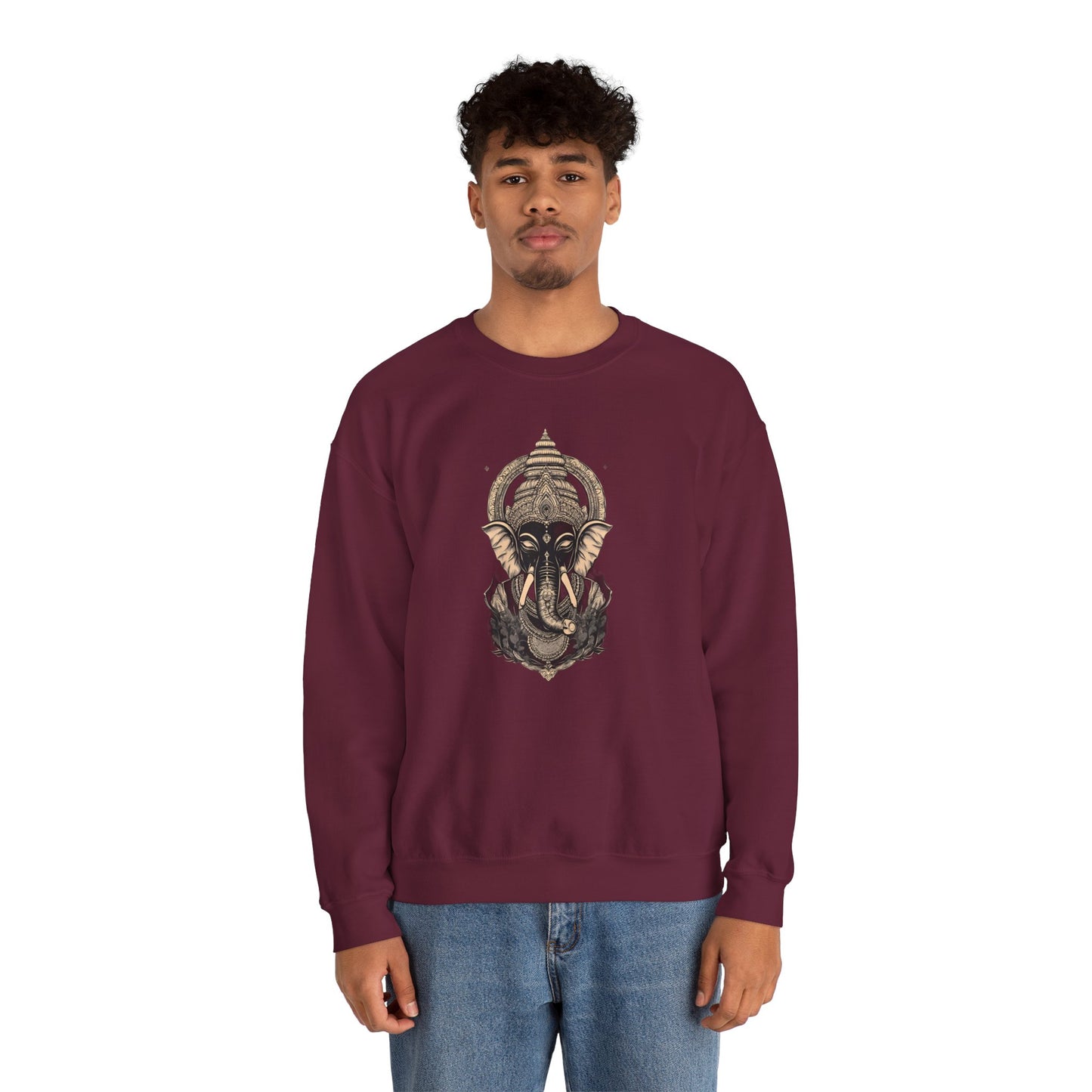 Elephant Mandala Crewneck Sweatshirt — Spiritual Indian-Inspired Graphic