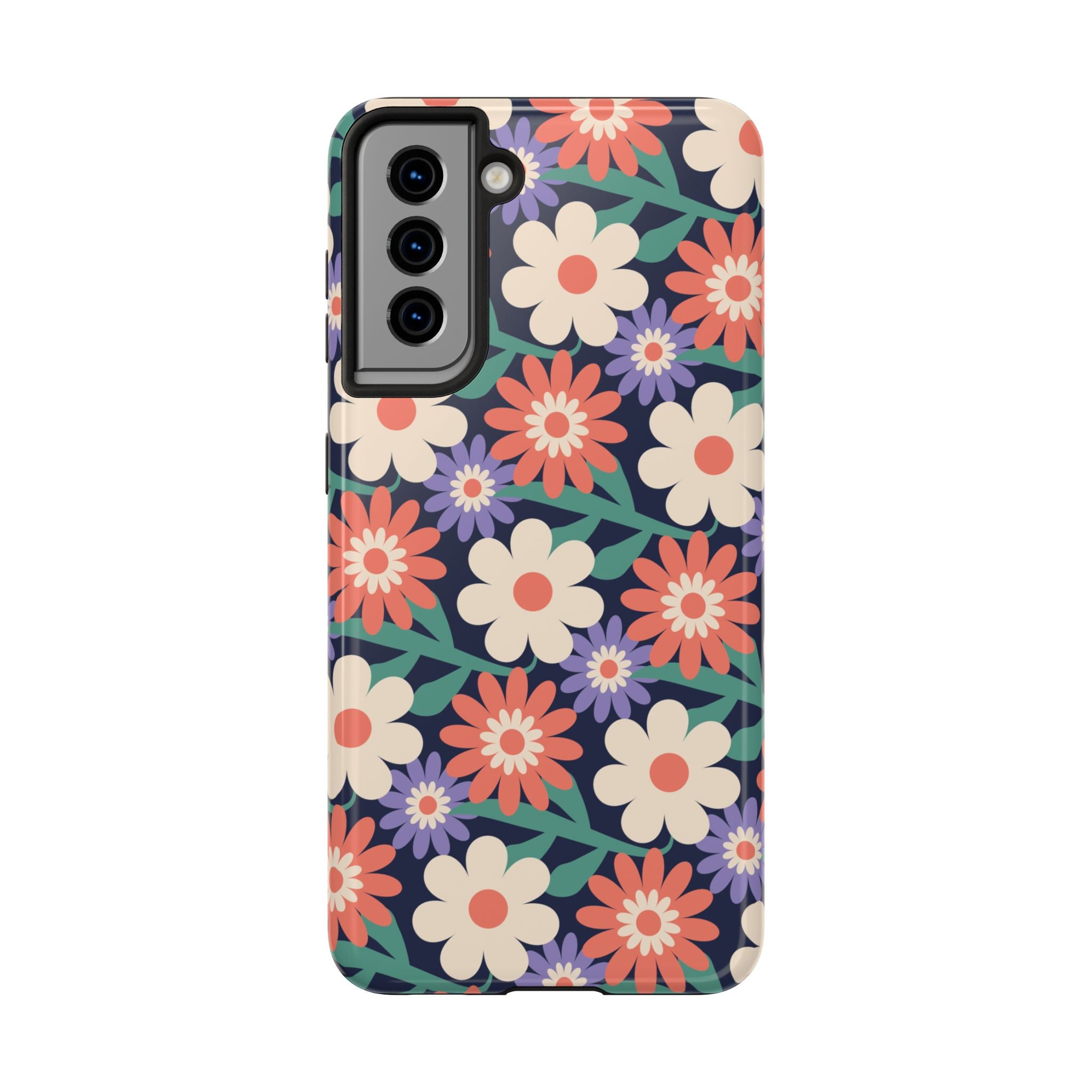 Floral Tough Phone Case — Retro Daisies Protective Phone Cover