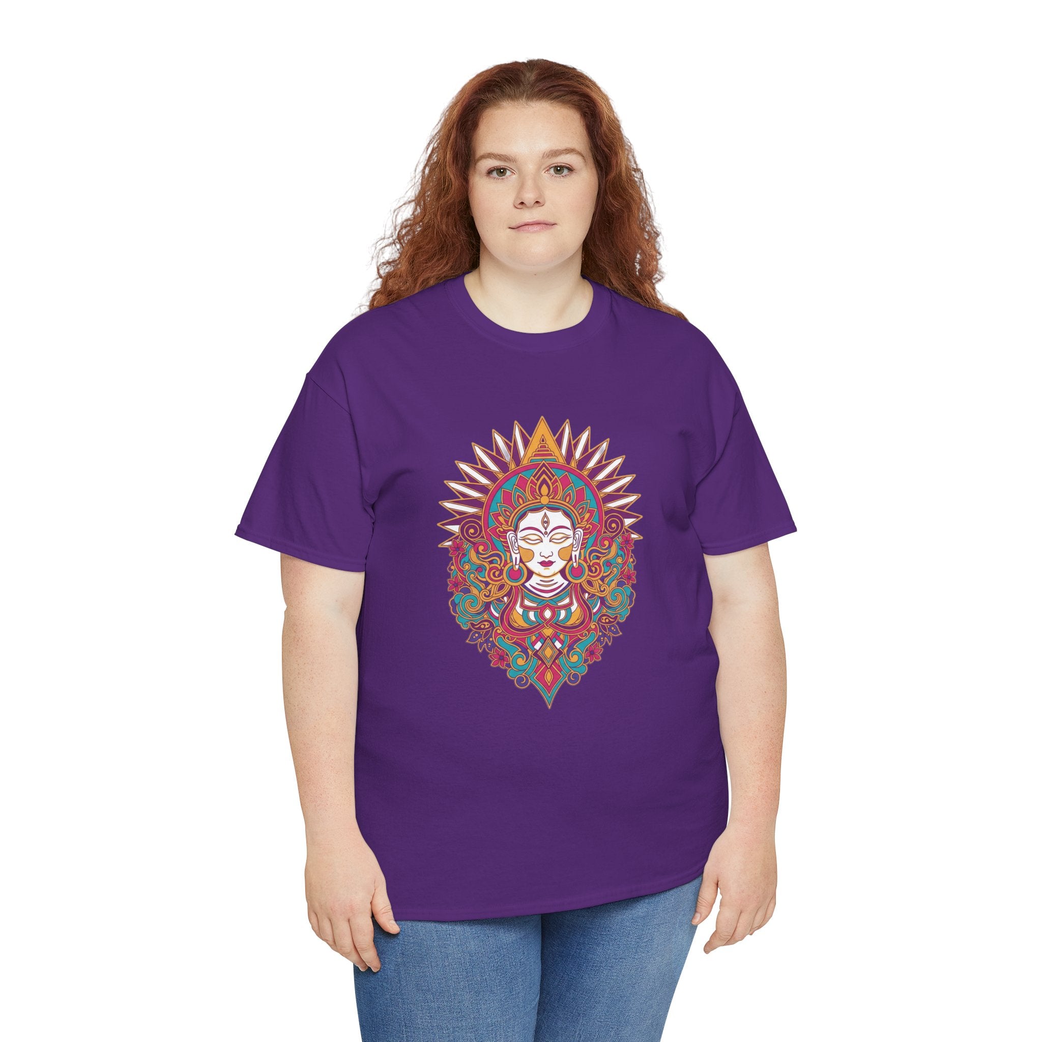 Spiritual Goddess Sun Mandala Tee — Colorful Boho Yoga T‑Shirt