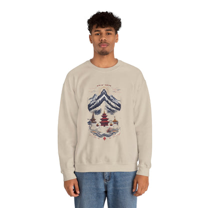 Japanese Mountain Pagoda Crewneck Sweatshirt
