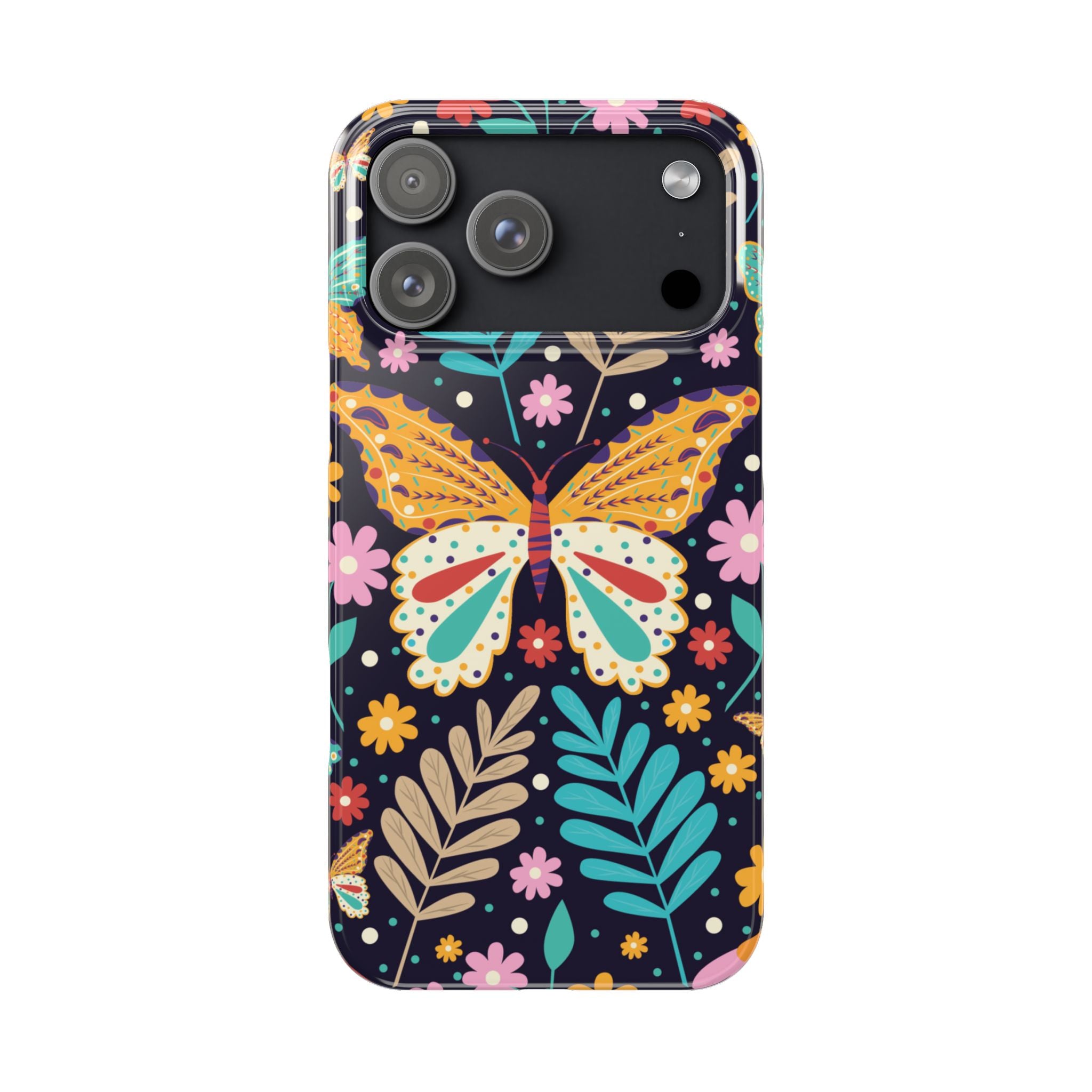 Butterfly Floral Slim Phone Case — Colorful Boho Garden Design