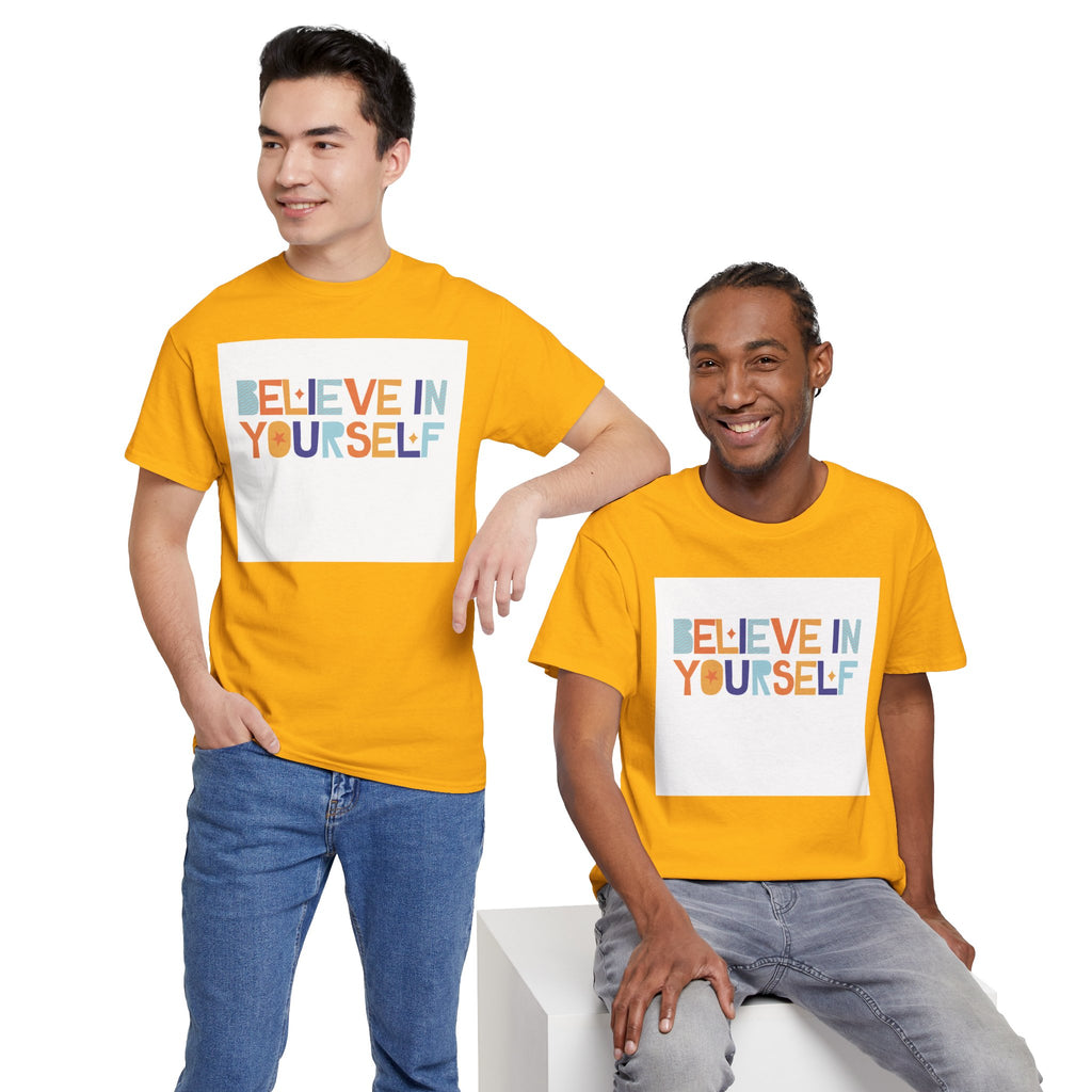 T-Shirt — "Believe in Yourself" Colorful Retro Motivational Tee