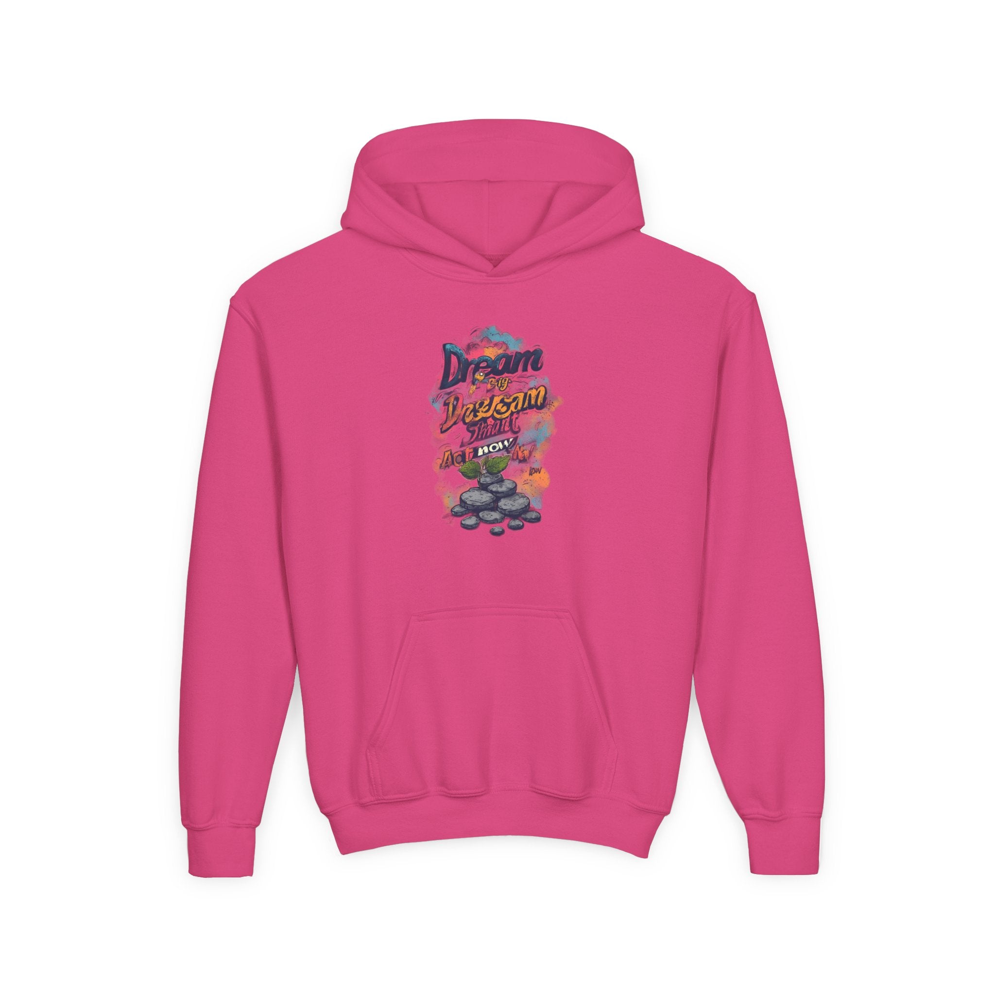 Dream Chasin' Youth Hoodie — Colorful Motivational Graphic Hoodie