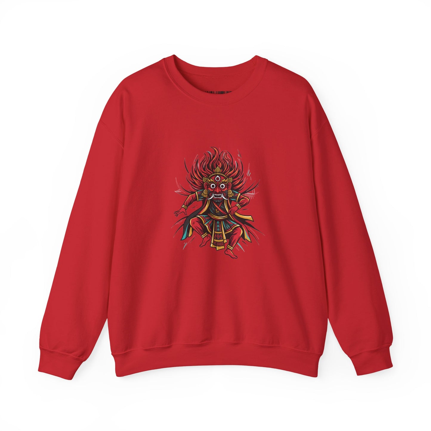 Crewneck Sweatshirt — Red Demon Guardian Graphic
