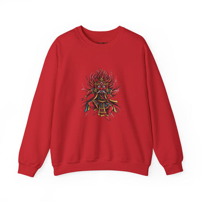 Crewneck Sweatshirt — Red Demon Guardian Graphic