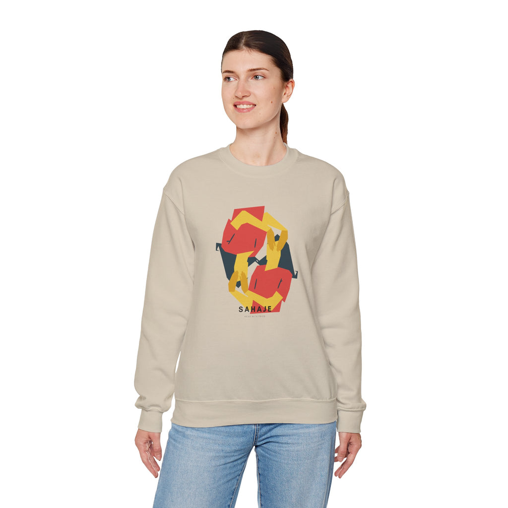 Abstract Flamingo Geometric Crewneck Sweatshirt