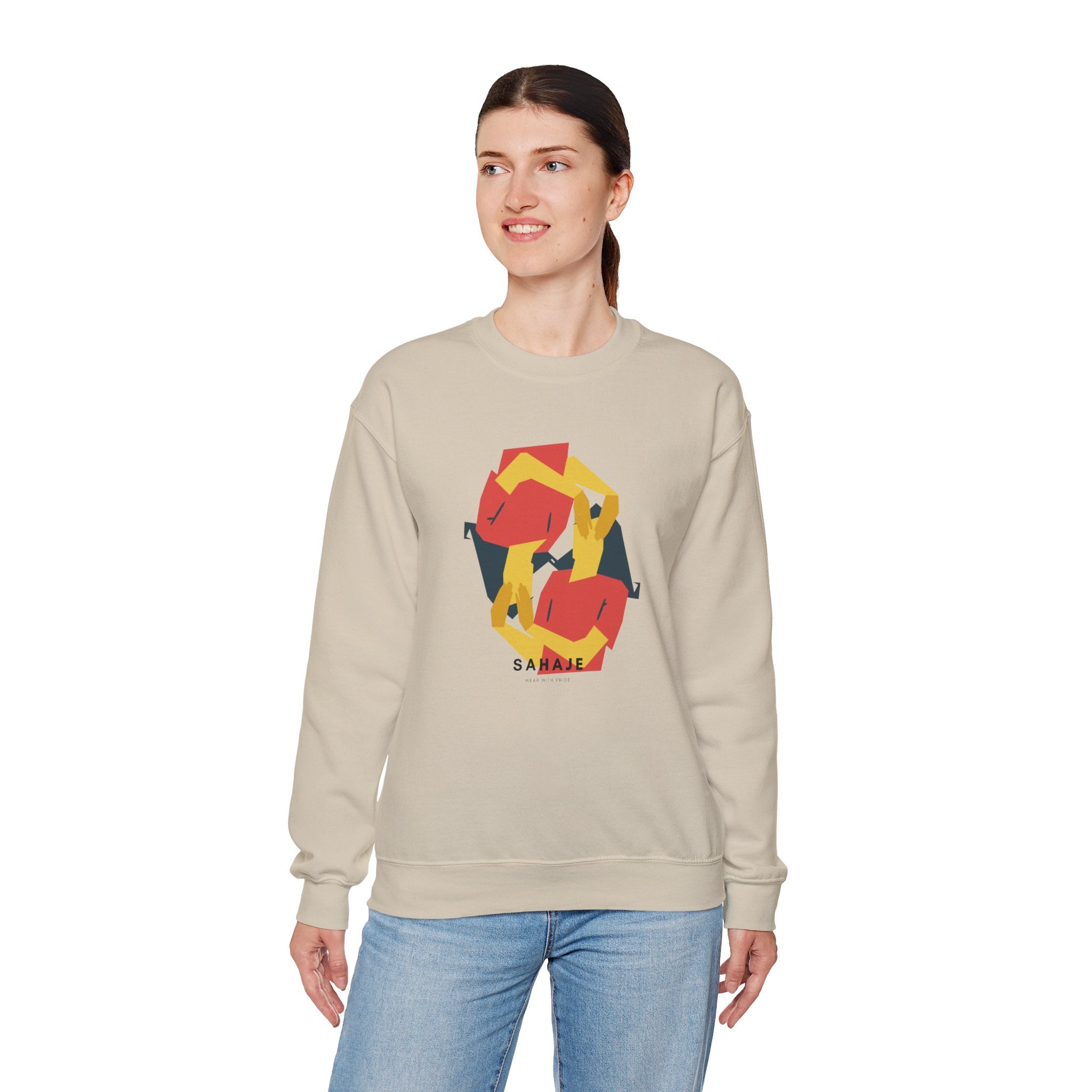 Abstract Flamingo Geometric Crewneck Sweatshirt