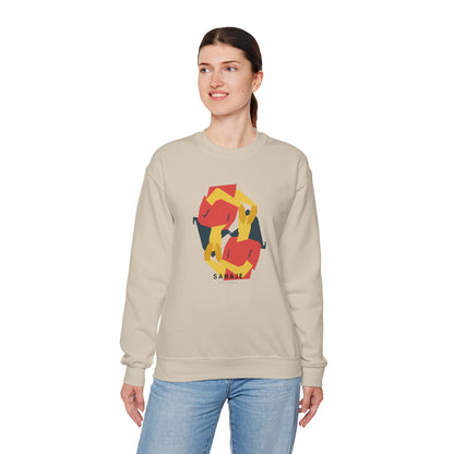 Abstract Flamingo Geometric Crewneck Sweatshirt