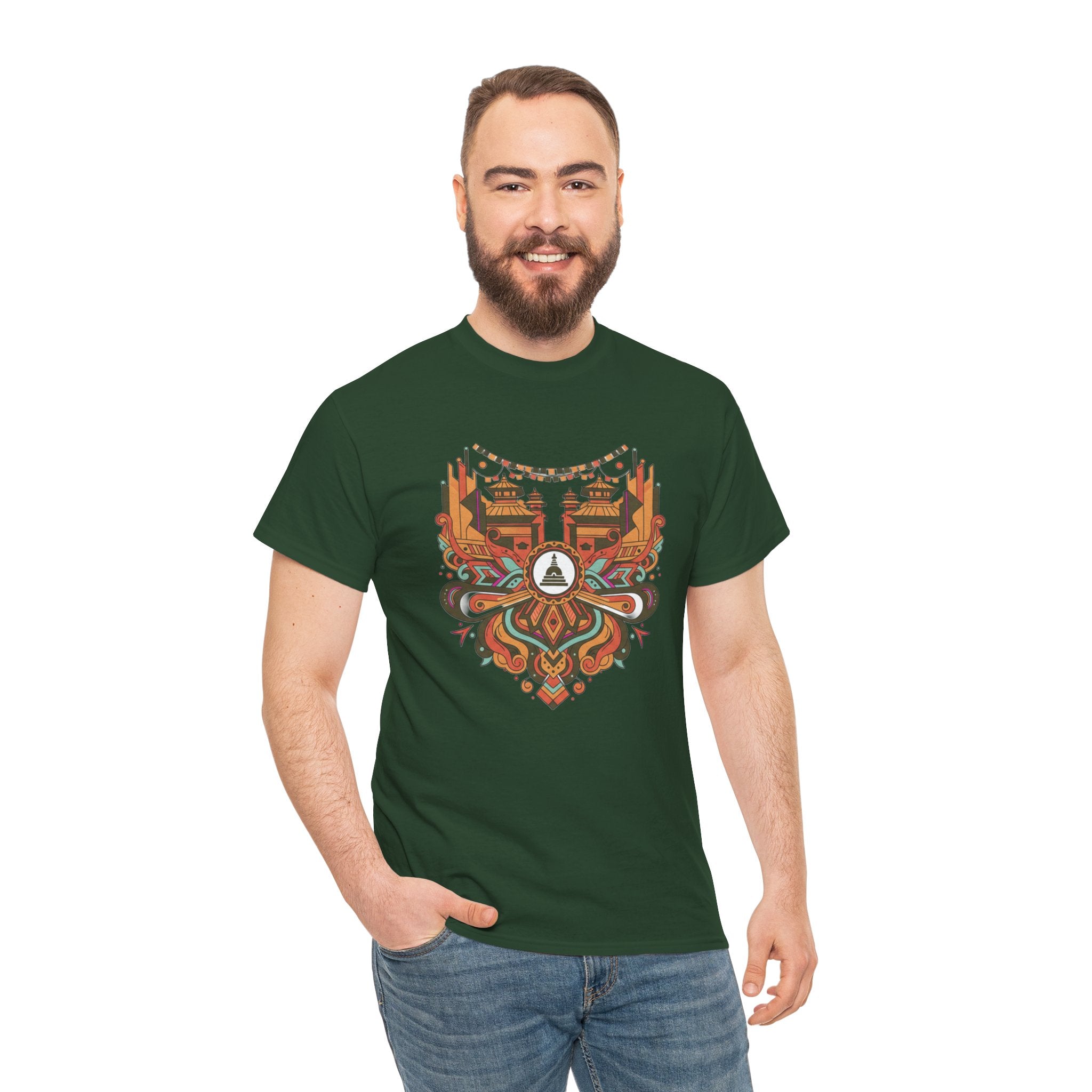 Mandala Cityscape Tee — Boho Urban Art Graphic T-Shirt