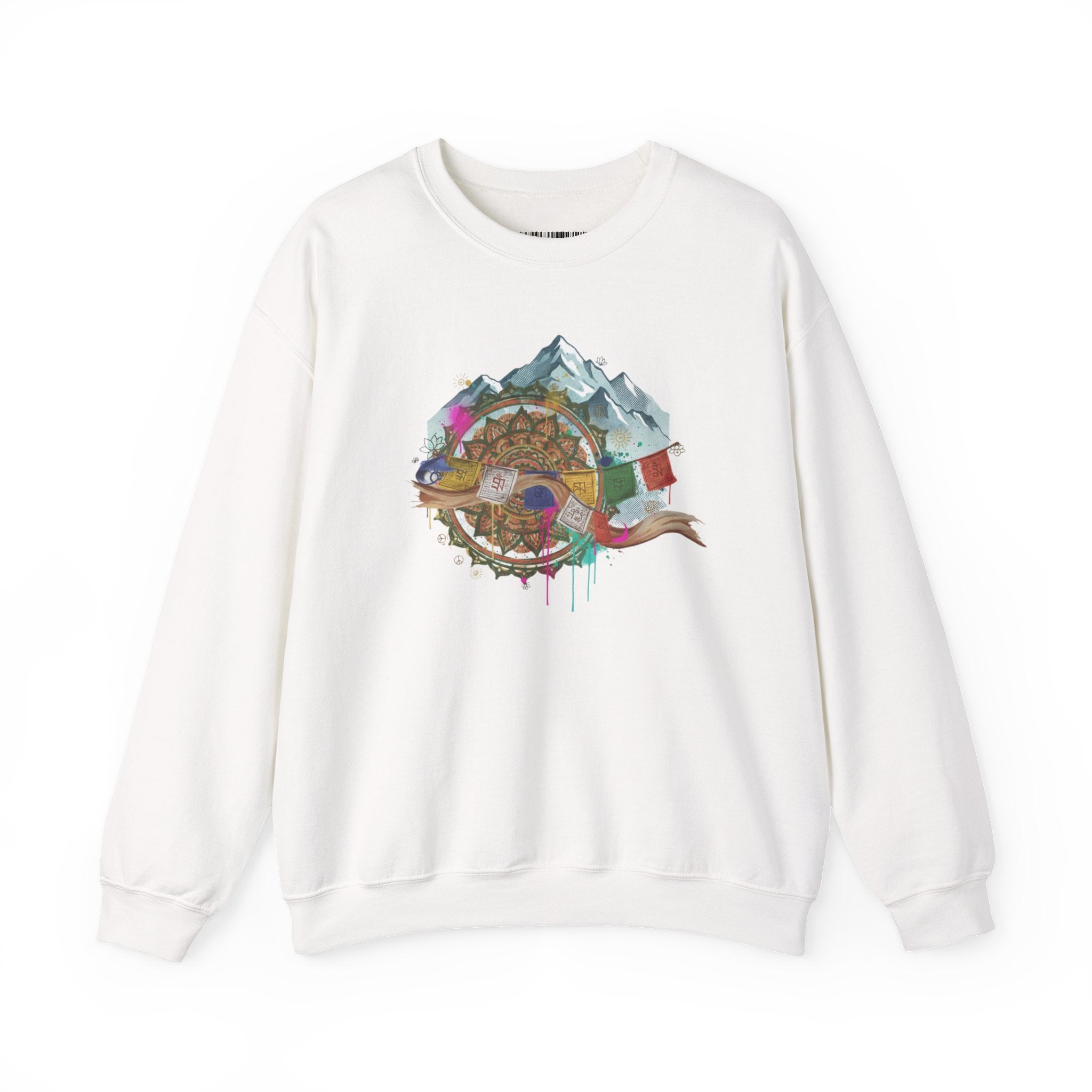 Adventure Mountain Crewneck Sweatshirt — Colorful Hiking Compass & Peaks Design