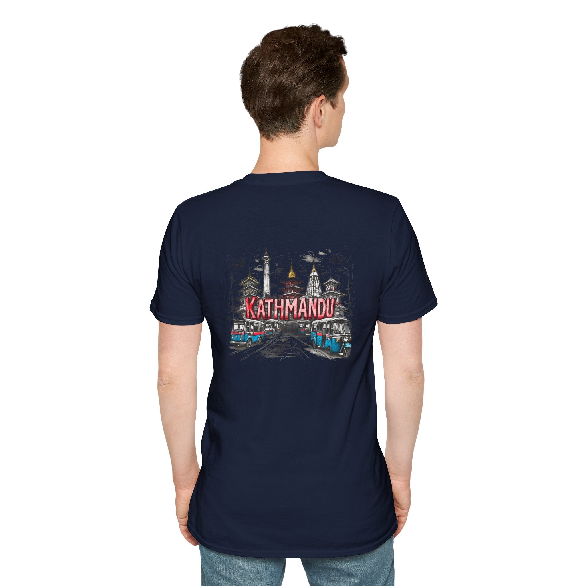 Kathmandu Travel T-Shirt — Nepali Temple & Vintage Jeep Graphic tee