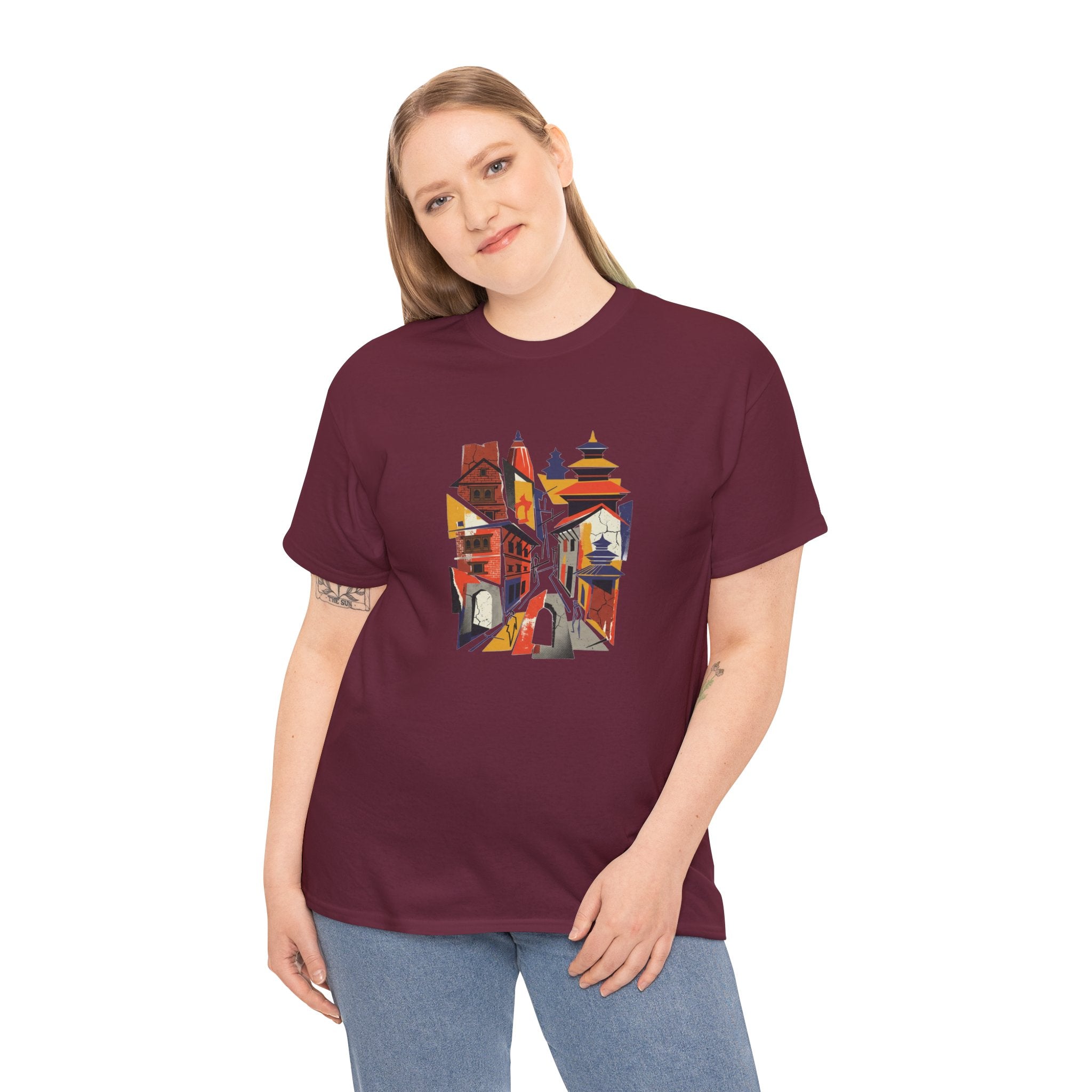 Cityscape Abstract Tee — Colorful Urban Architecture Graphic T‑Shirt