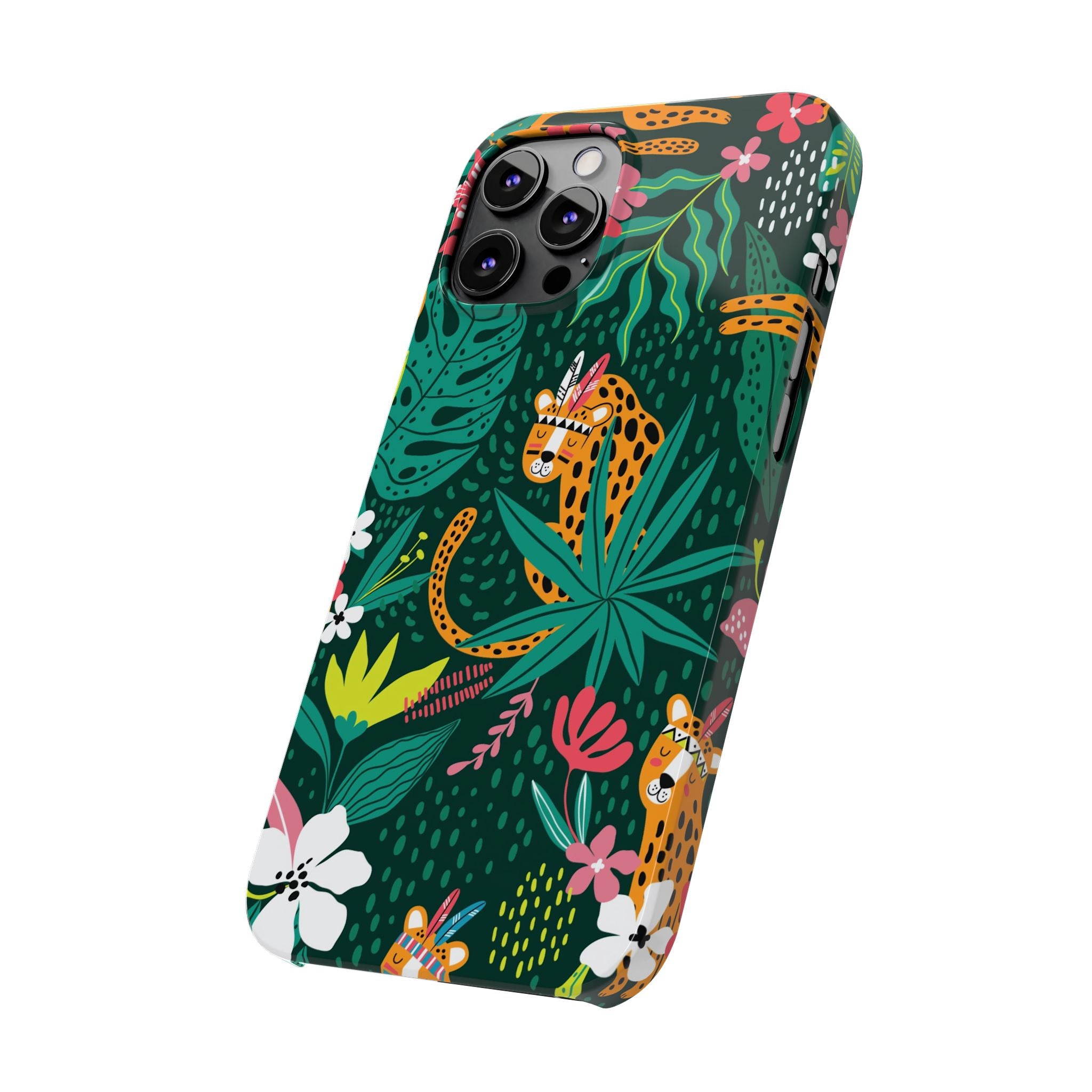 Slim Phone Case — Tropical Jungle Leopard Floral Pattern (Slim Protective Phone Cover)