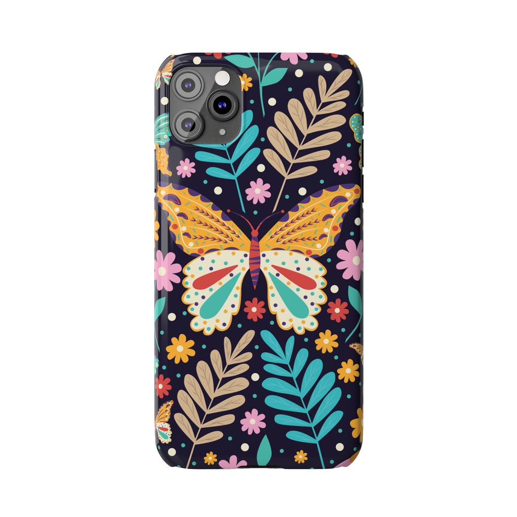 Butterfly Floral Slim Phone Case — Colorful Boho Garden Design