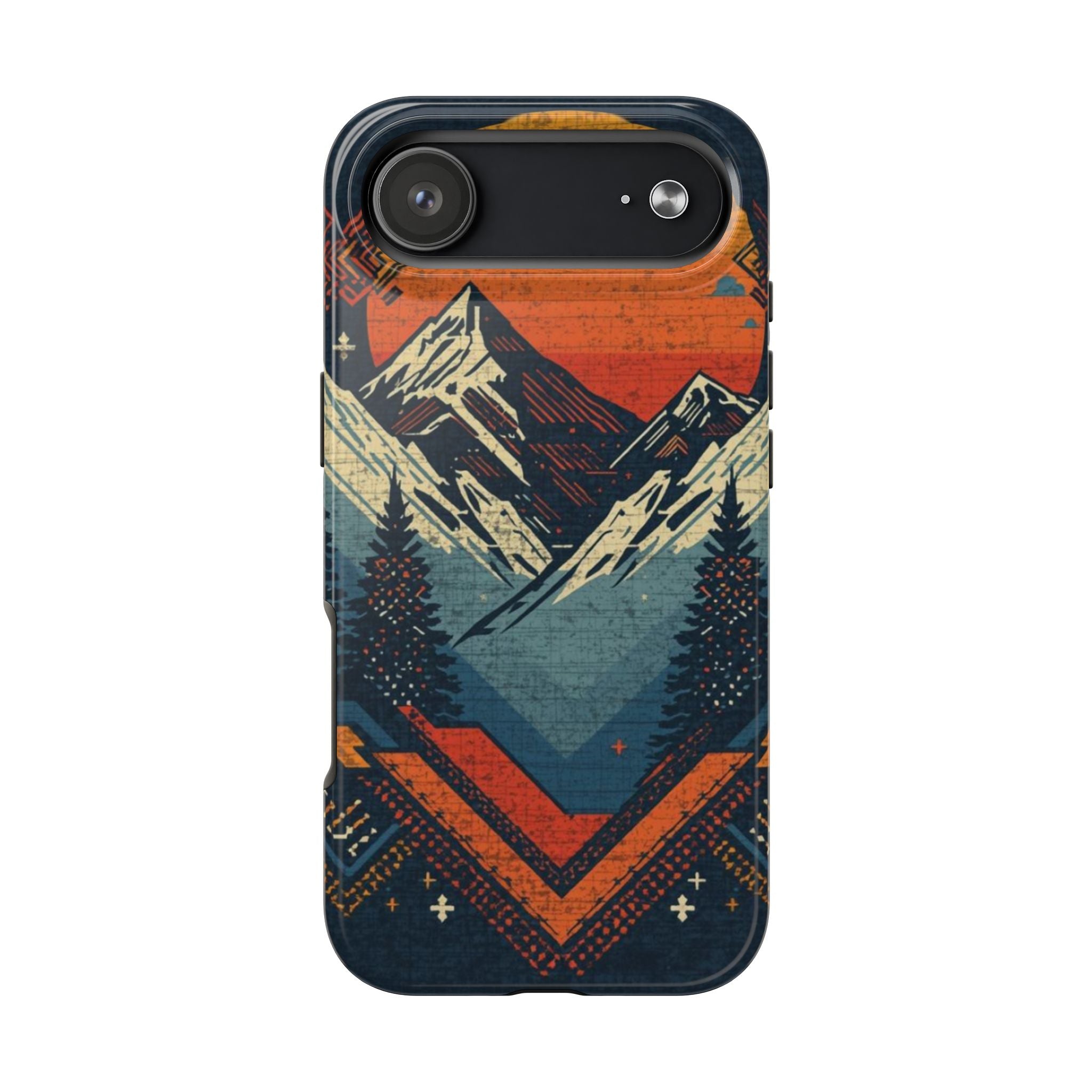 Tough Phone Case — Retro Mountain Sunset Design