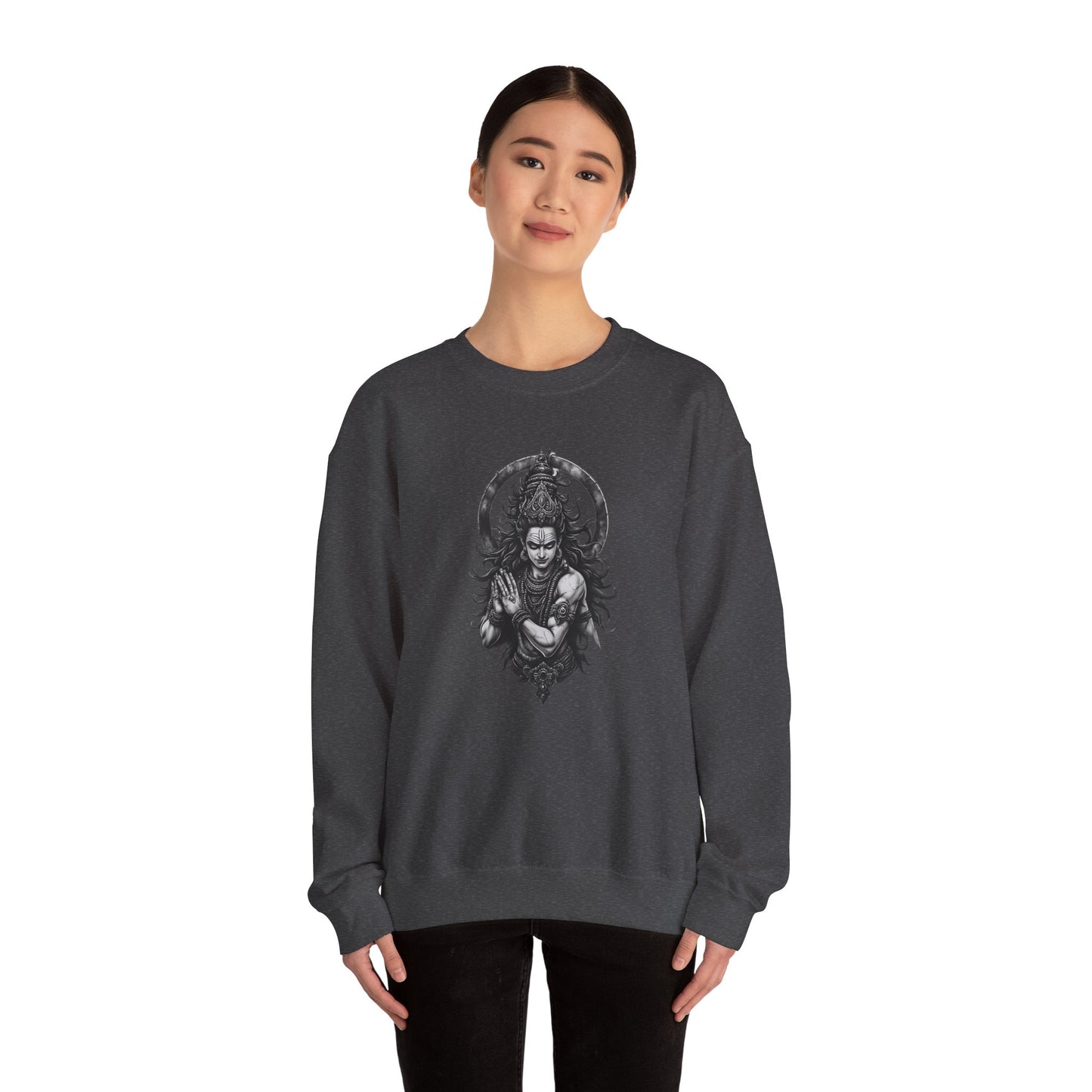 Shiva Meditation Crewneck Sweatshirt — Detailed Shiva Portrait Spiritual Yoga Pullover