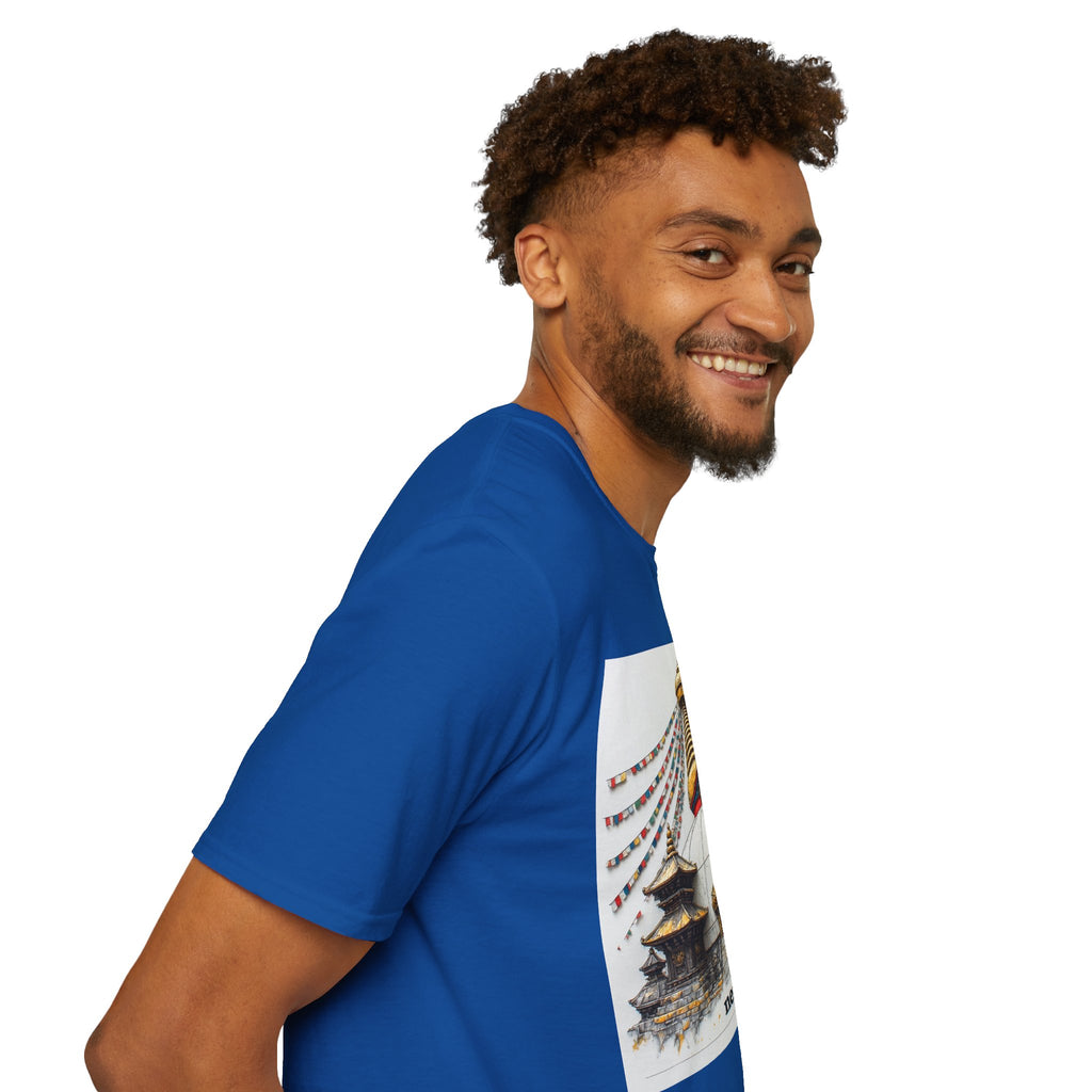 Nepal Temple Graphic T-Shirt — Boudhanath Stupa Prayer Flags Travel Tee