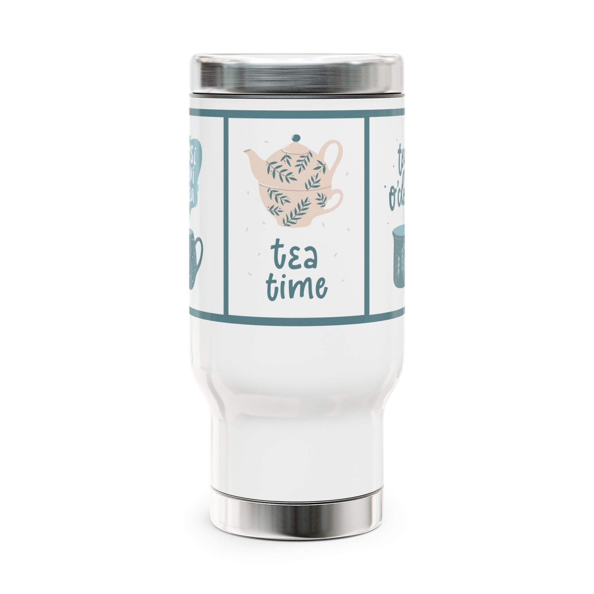 Charming Tea Time Travel Mug, Positive Tea Insulated Cup for Tea Lovers, Perfect for Gifts, Camping, Office Use, Daily Hydration