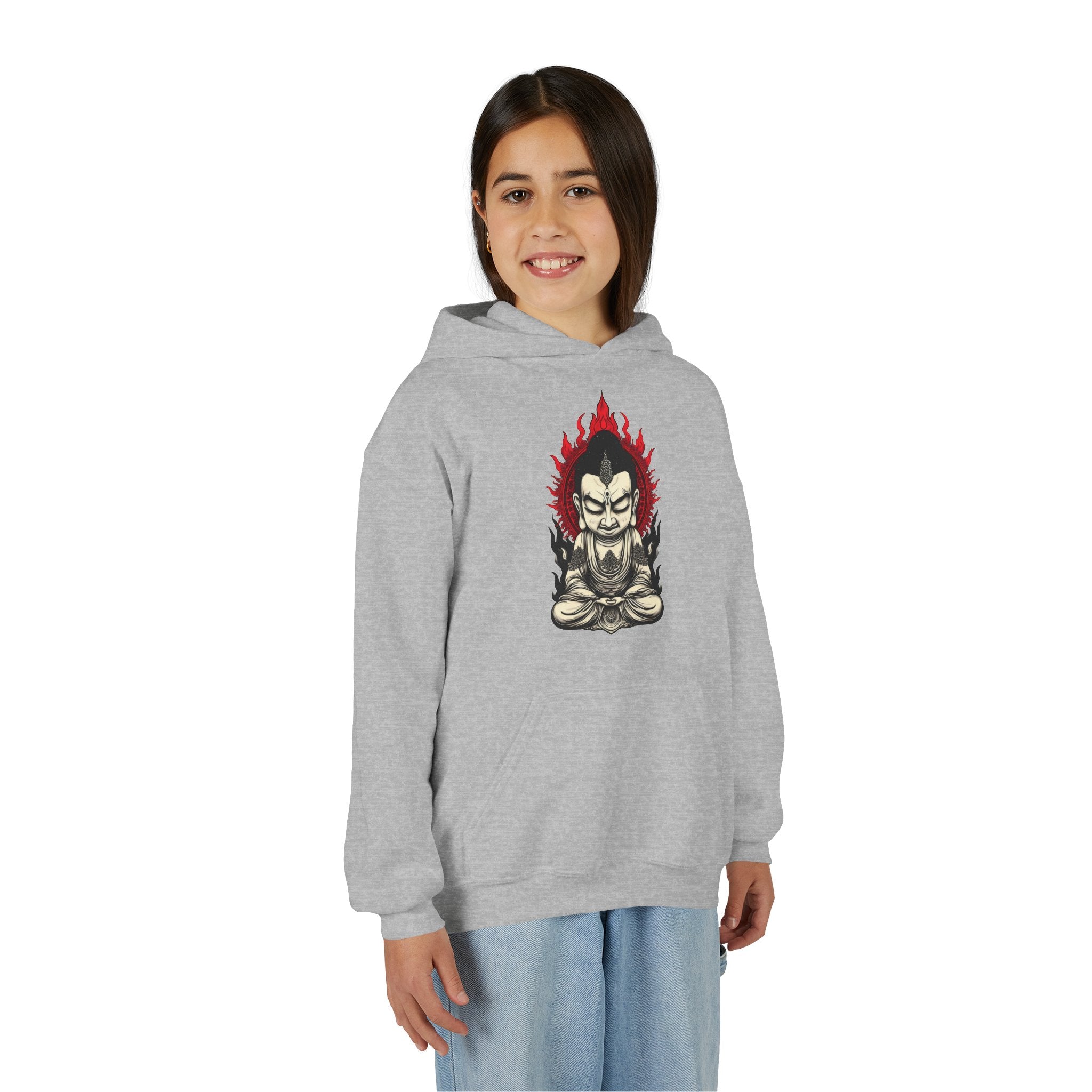 Youth Hoodie — Flaming Meditating Demon Graphic