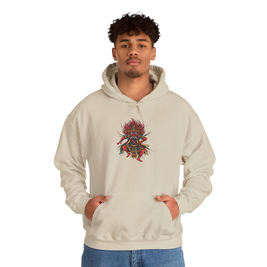 Demonic Oni Mask Hoodie — Japanese Demon Illustration Sweatshirt