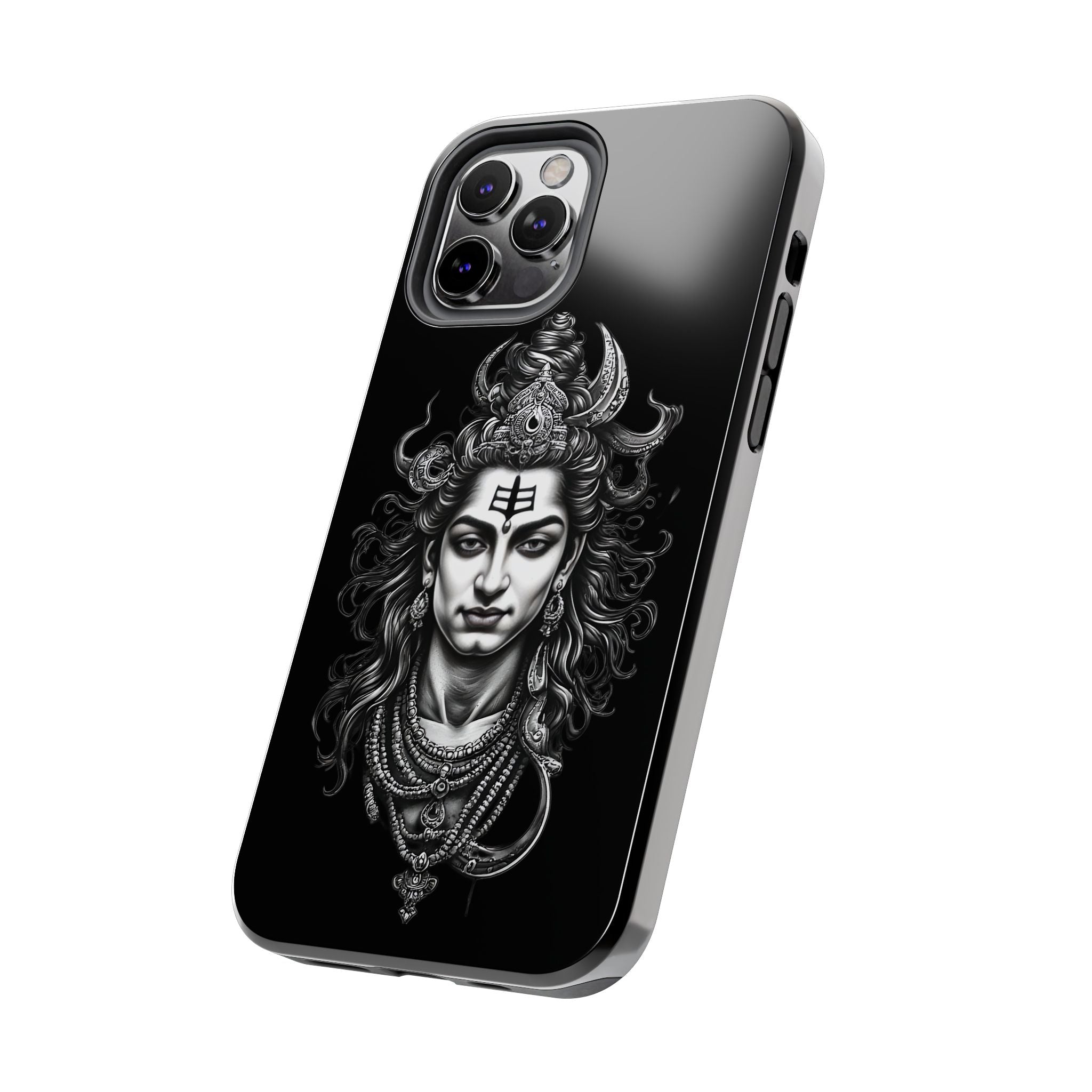 Phone Case — Intricate Lord Shiva Illustration on Black Tough Case