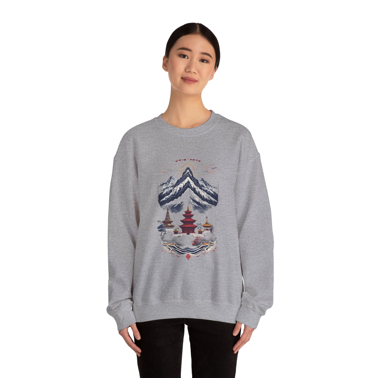 Japanese Mountain Pagoda Crewneck Sweatshirt