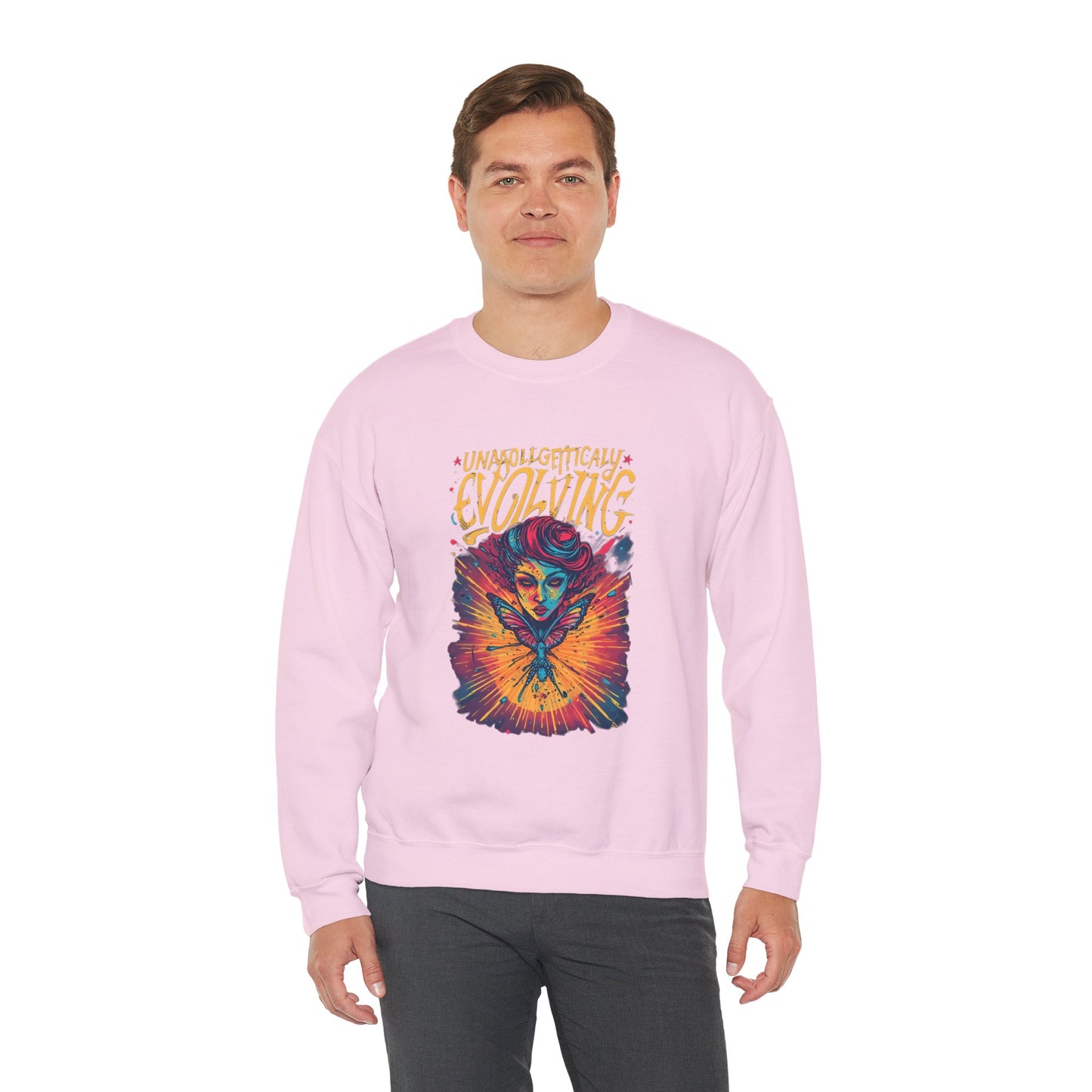 Evolving Butterfly Crewneck Sweatshirt — "Unafraid, Authentically Evolving" Inspirational Pullover