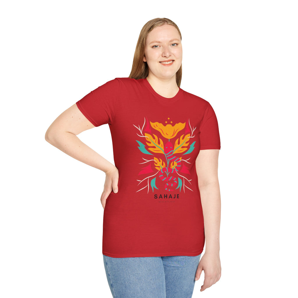 Sahaje Floral Snake Graphic T‑Shirt — Colorful Botanical Serpent Tee