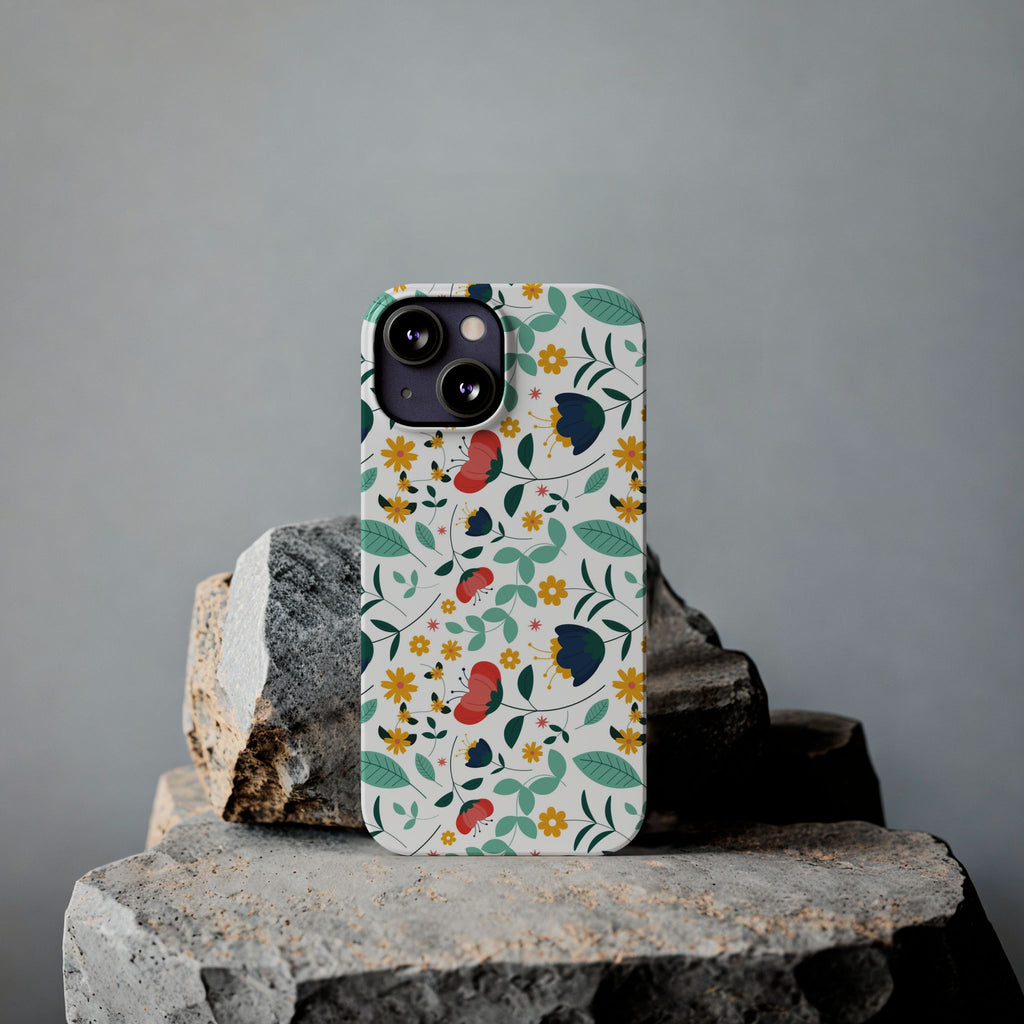 Floral Slim Phone Case — Colorful Folk Flower Pattern
