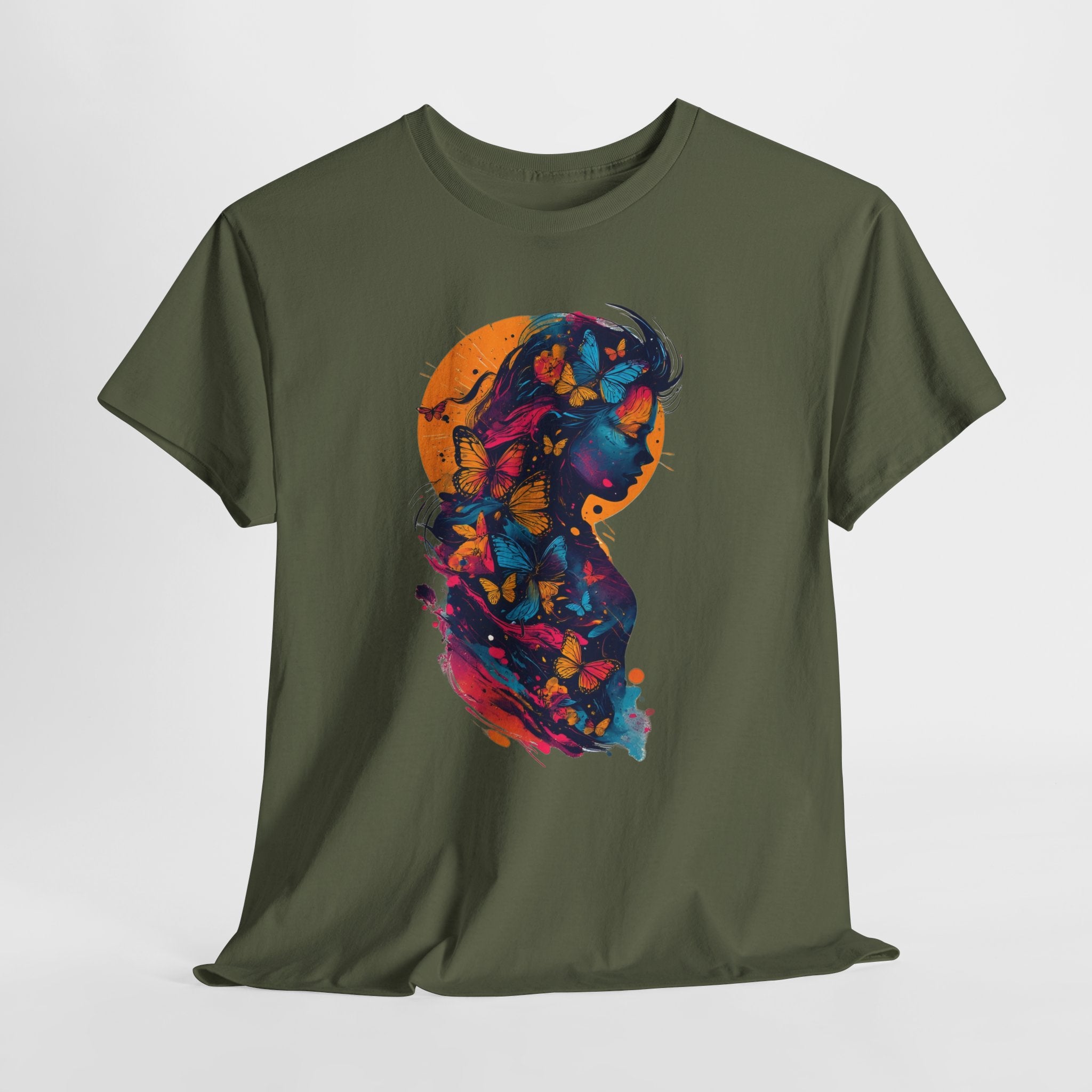 Butterfly Silhouette Graphic Tee — Colorful Maternity Profile Design