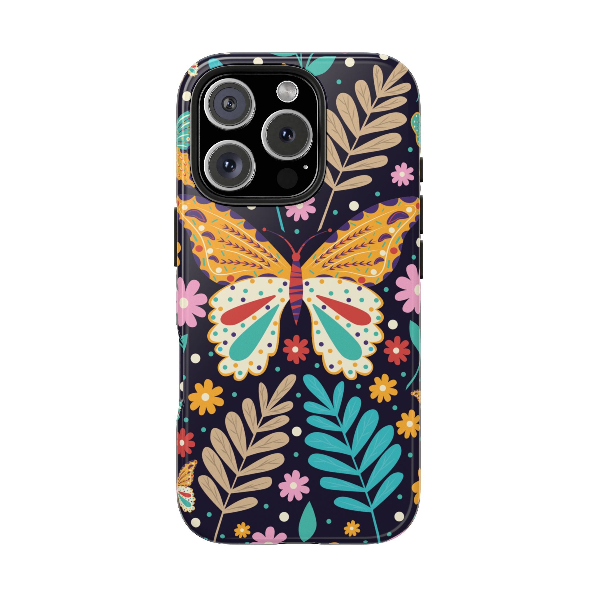 Floral Butterfly Tough Phone Case — Colorful Garden Protective Cover