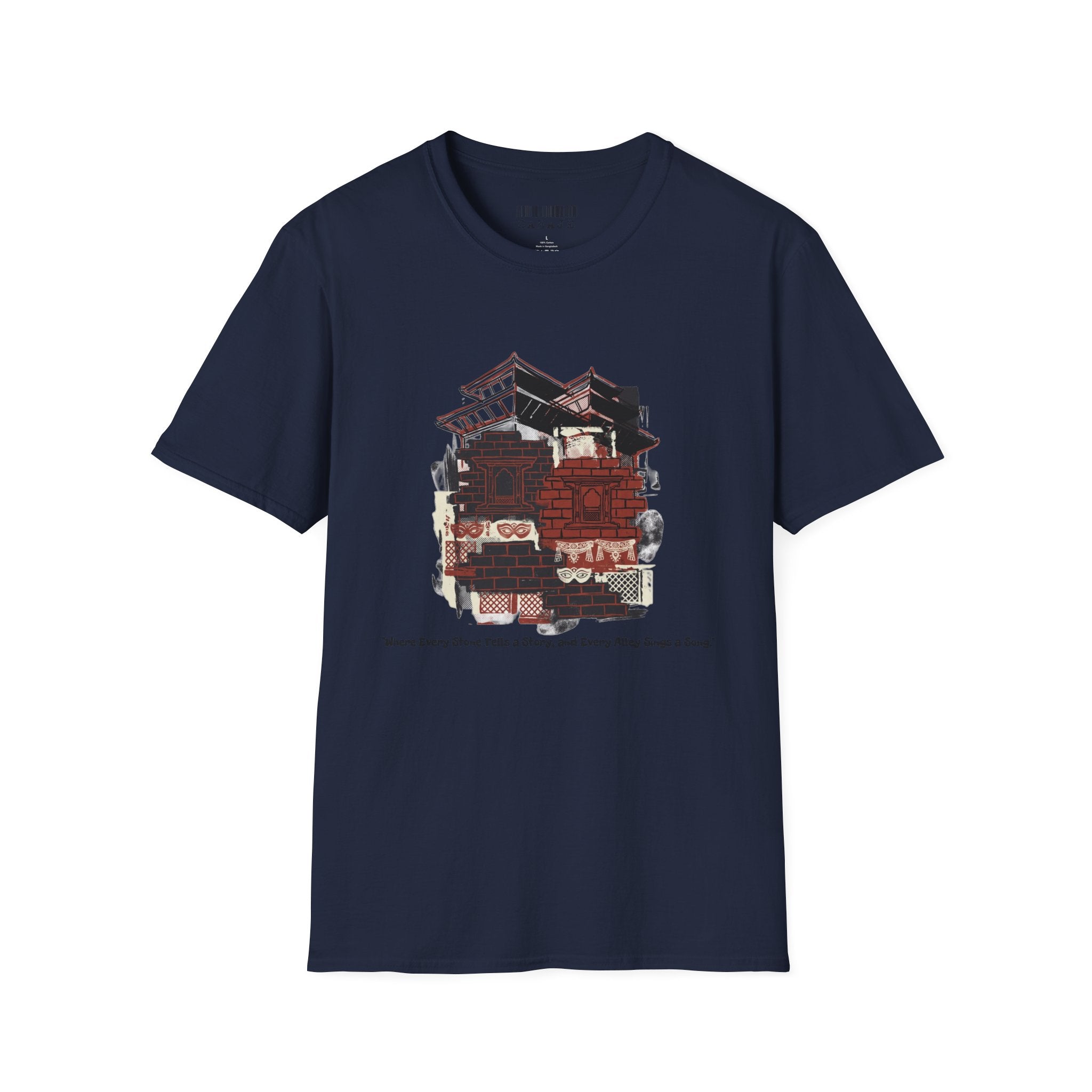 T-Shirt — Vintage Camper & Cabin Graphic Tee (“Woke 2 a New World & Now a Story” text)