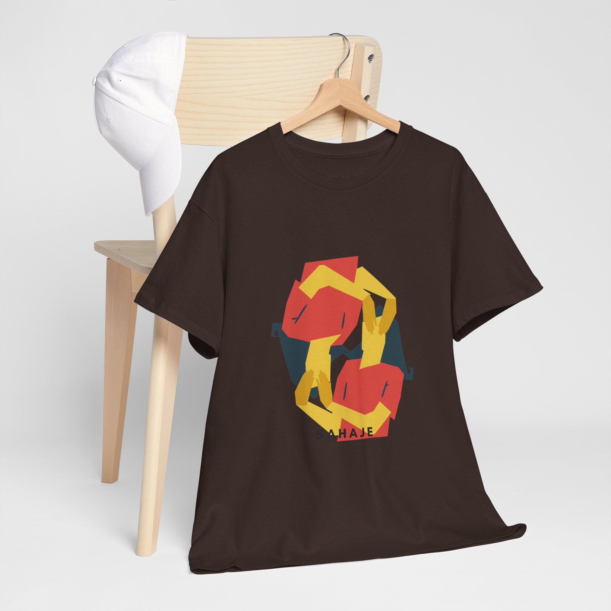 Geometric Fox Tee — Stylized Red & Yellow Fox Illustration T-Shirt