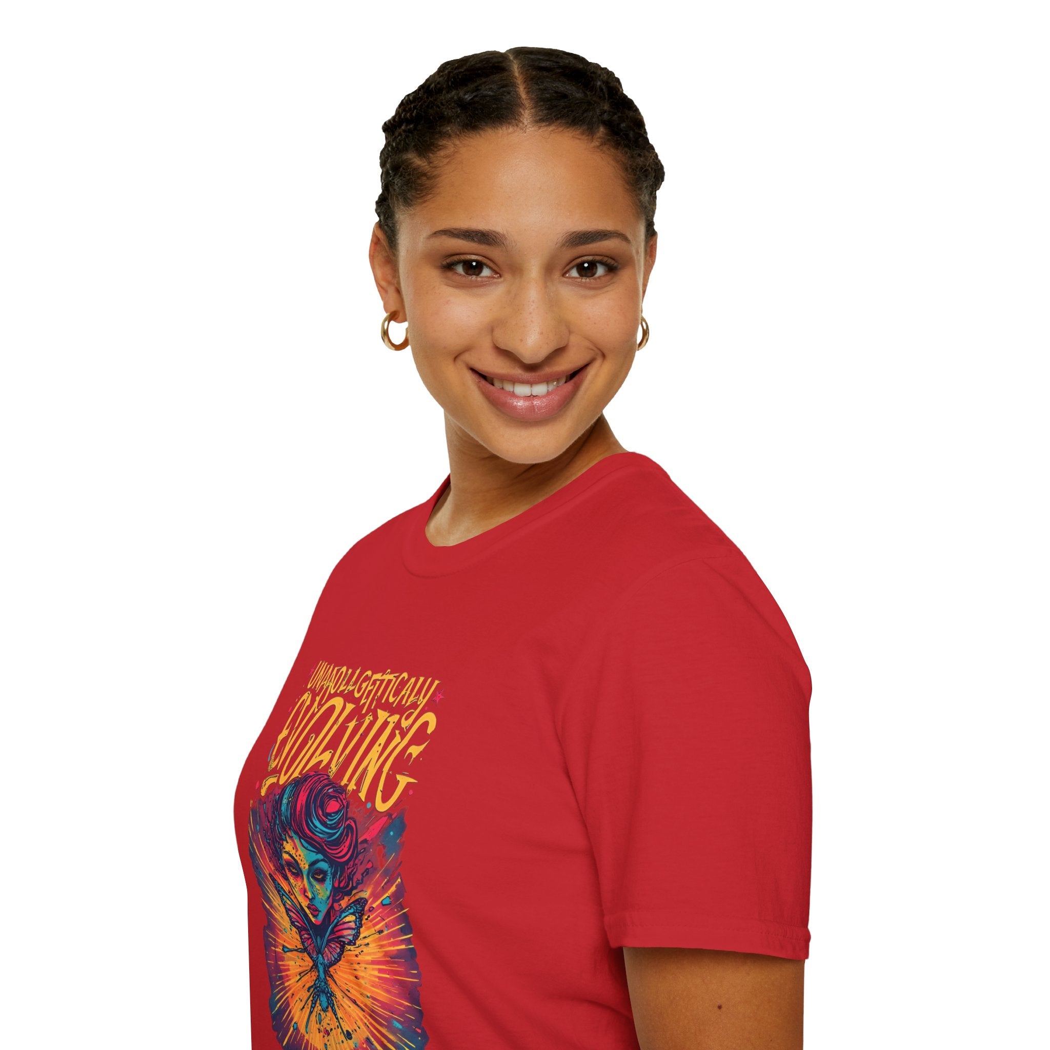 Evolving Butterfly Graphic T-Shirt — "Unapologetically Evolving" Vibrant Psychedelic Tee