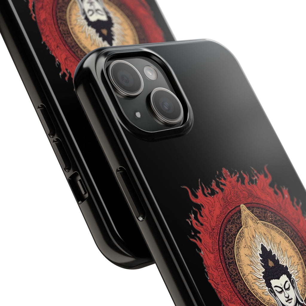 Buddha Meditation Tough Phone Case — Flame Halo Lotus Spiritual Protective Cover